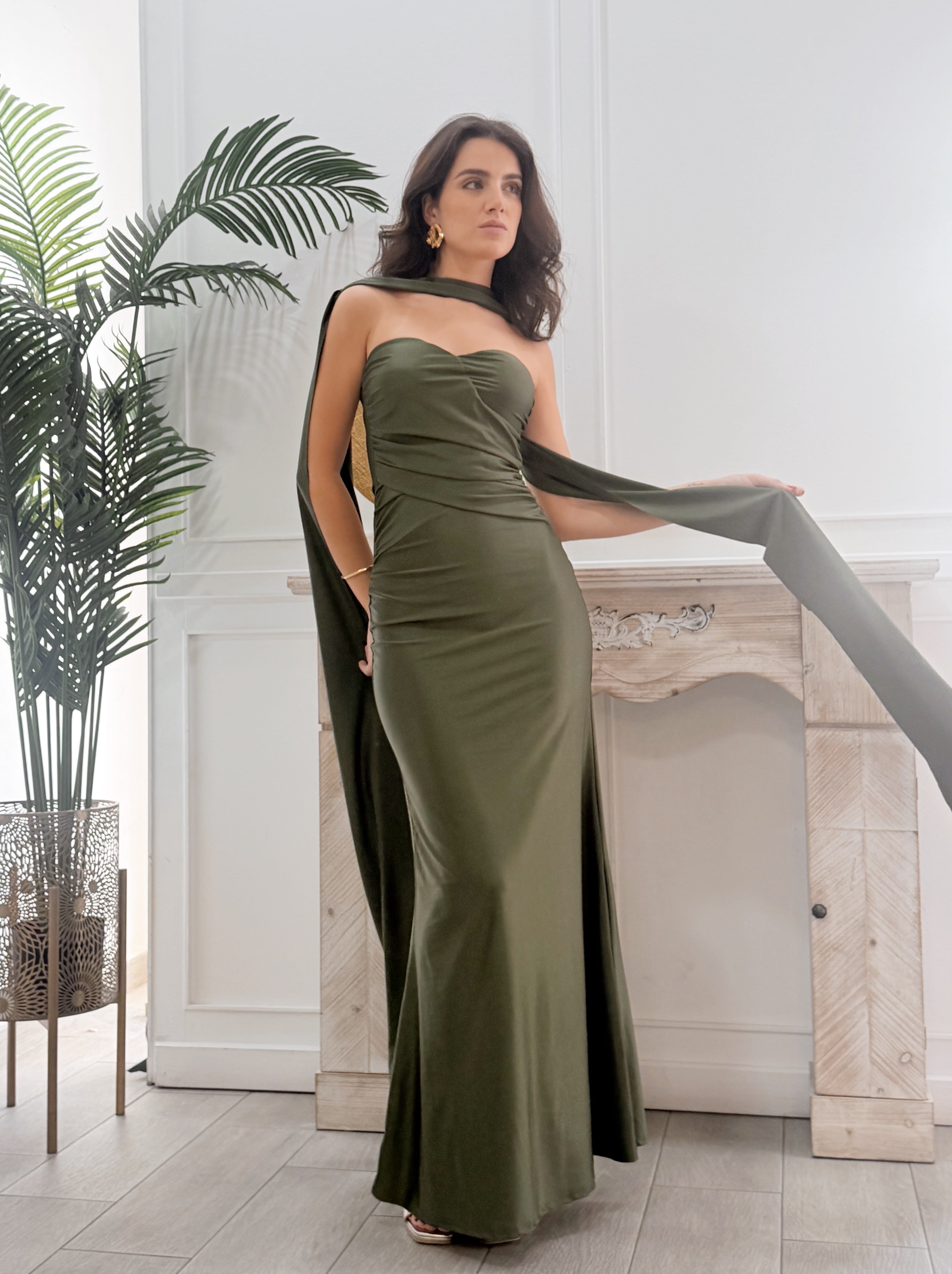 Vestido Carlota Verde Caqui