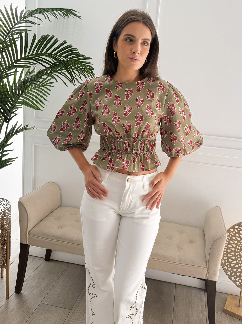 Camisa Mercedes Estampada Verde