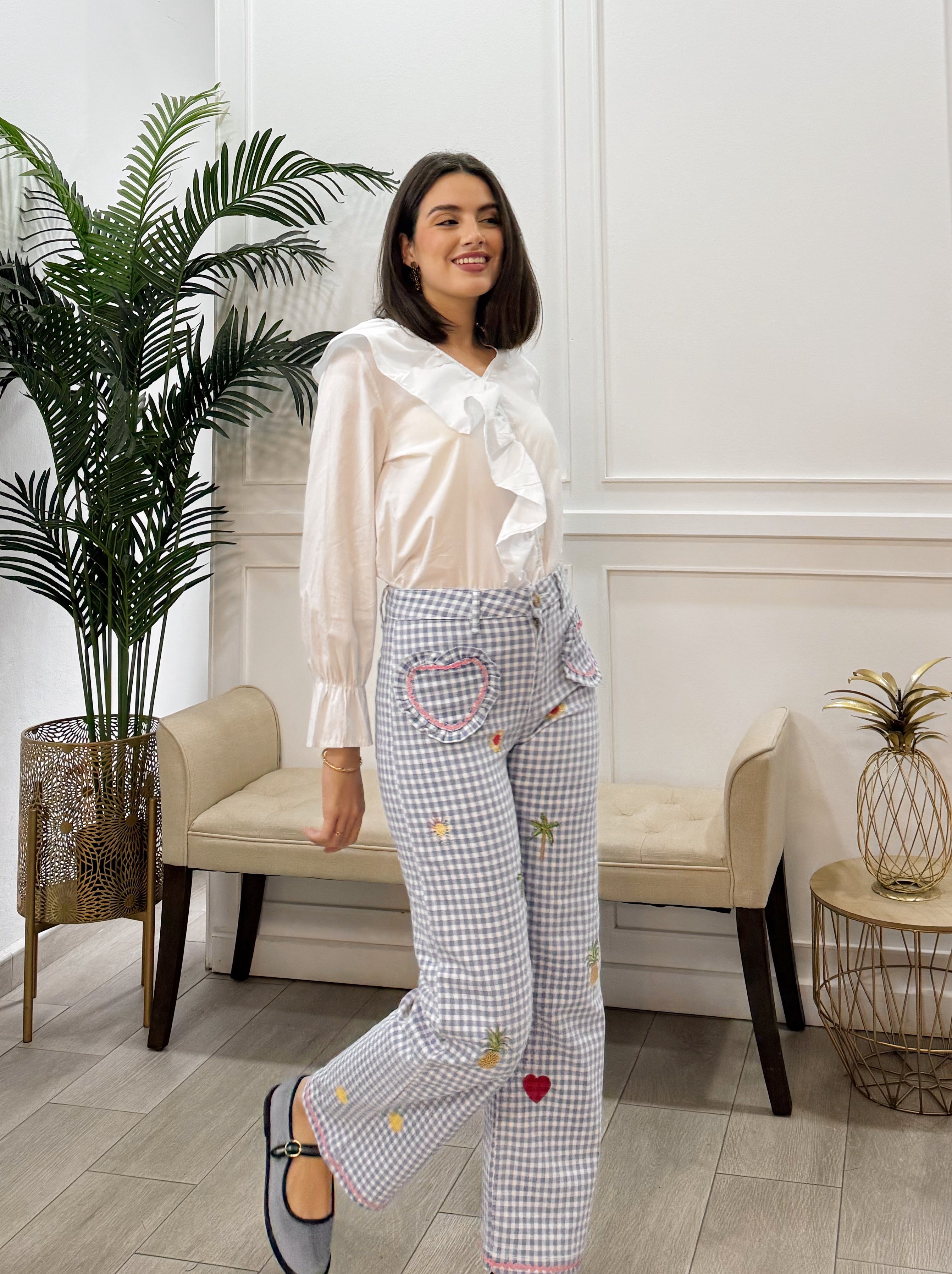 Vaquero Vichy bordados