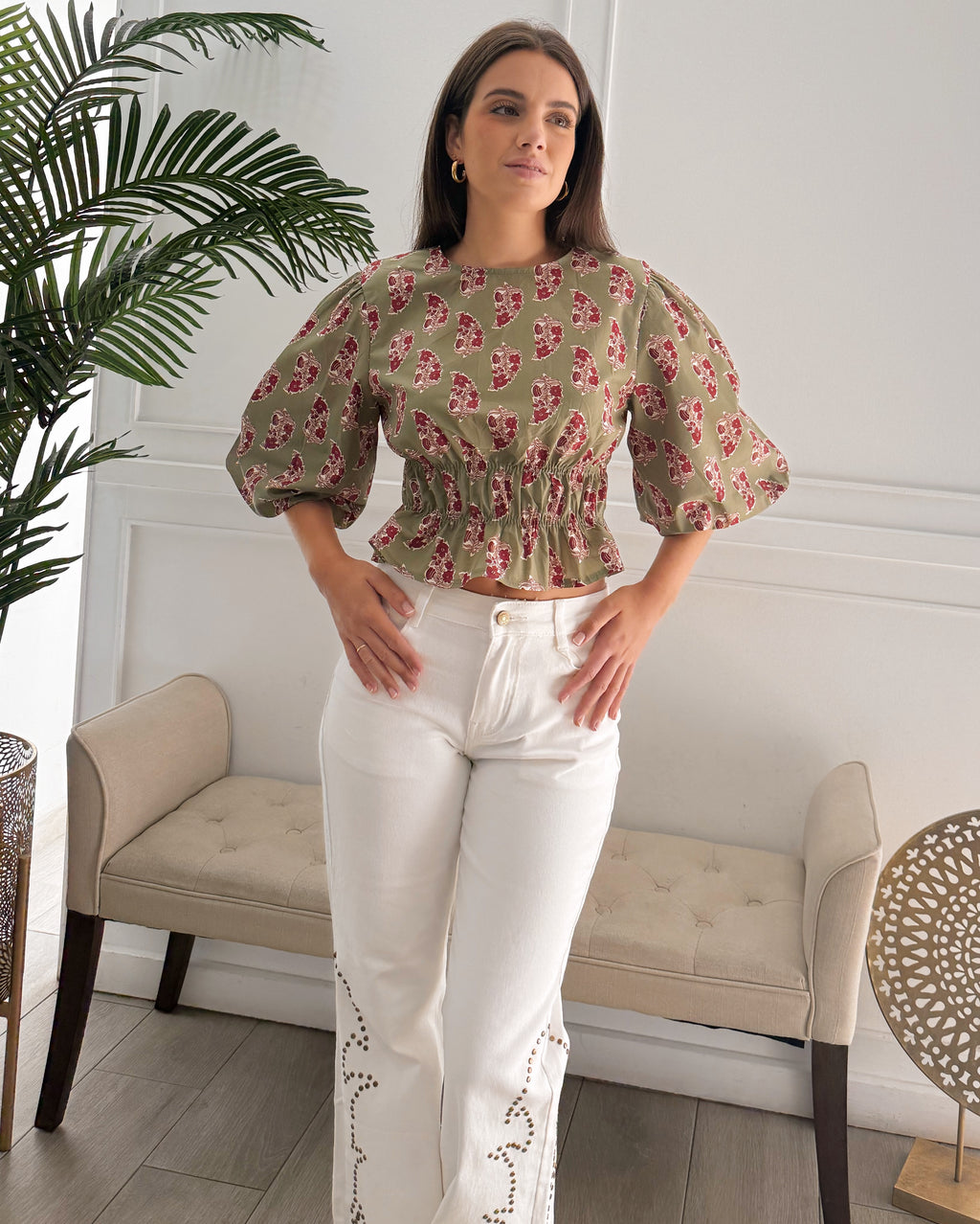 Camisa Mercedes Estampada Verde