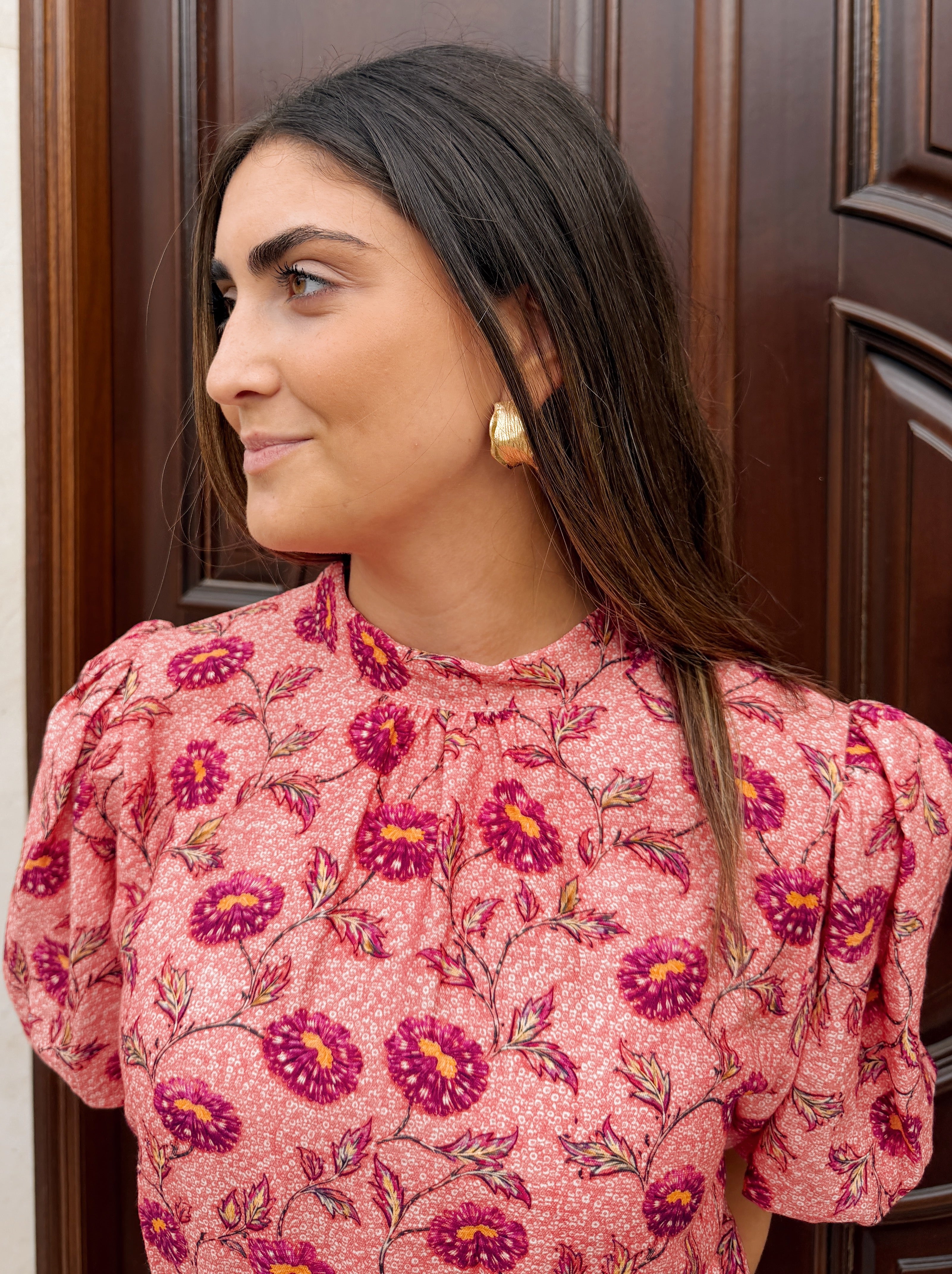 Pendientes Argolla Dorada Desigual