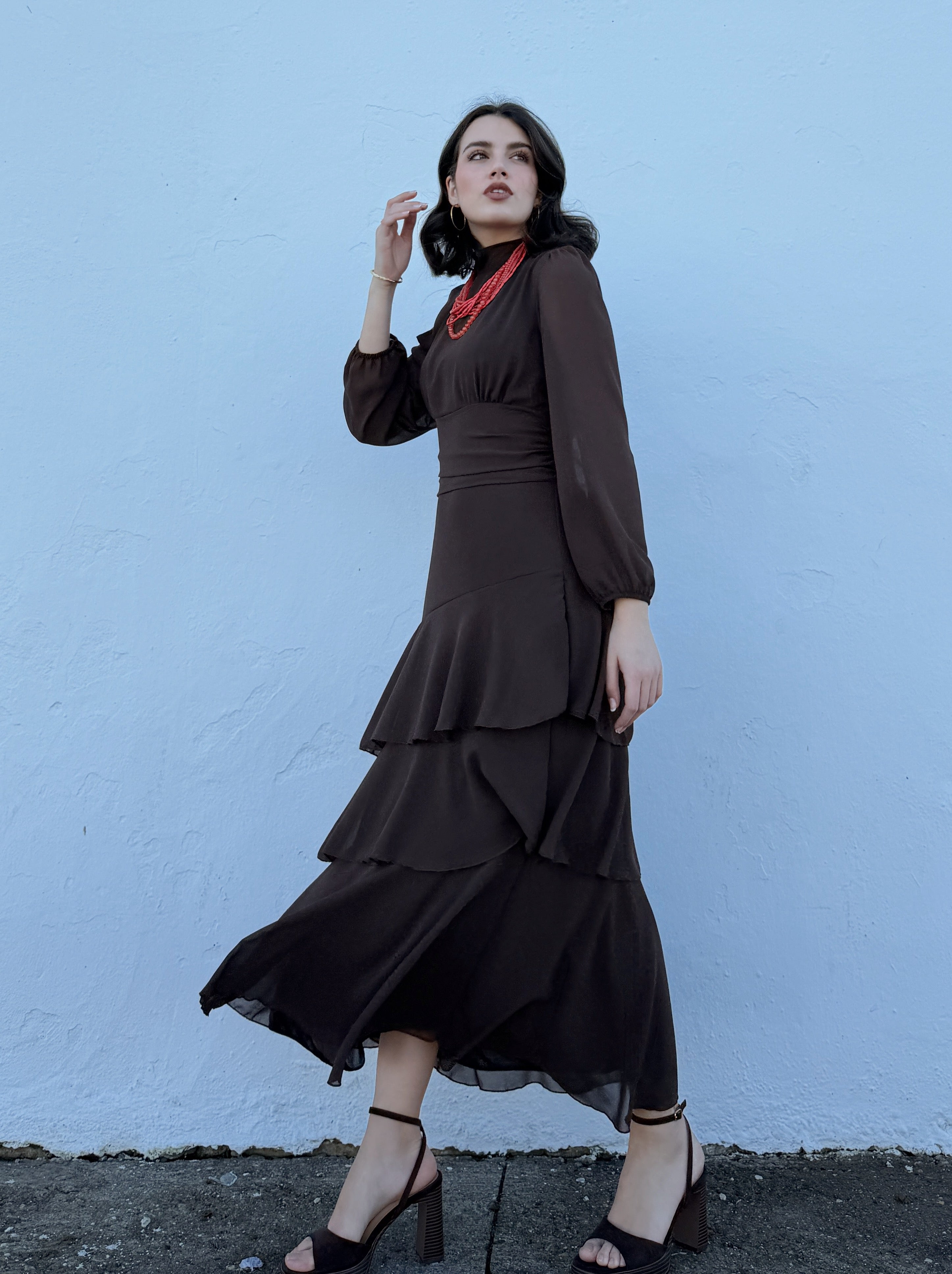 Vestido Paula Marrón