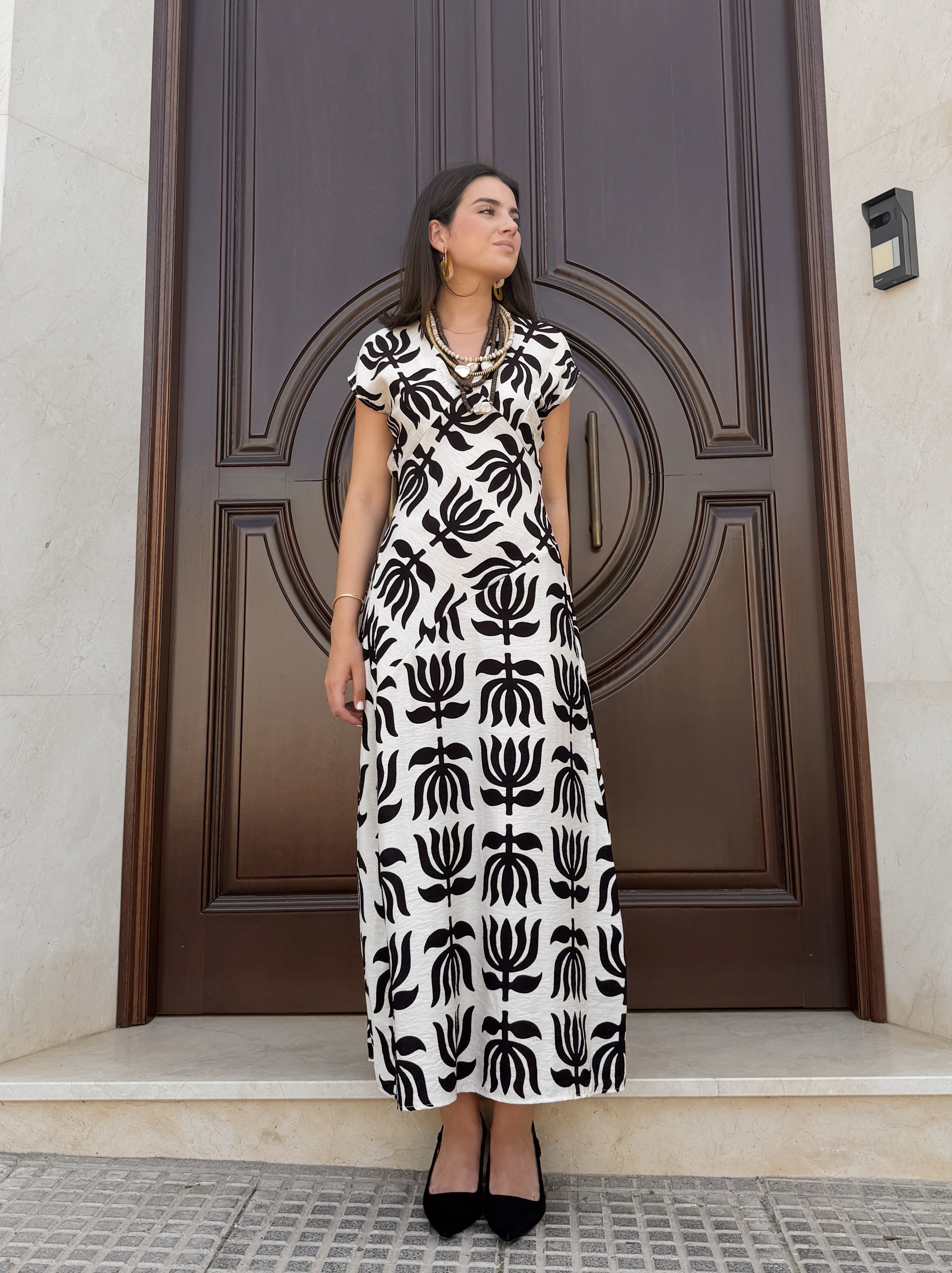 Vestido Olga Estampado Negro