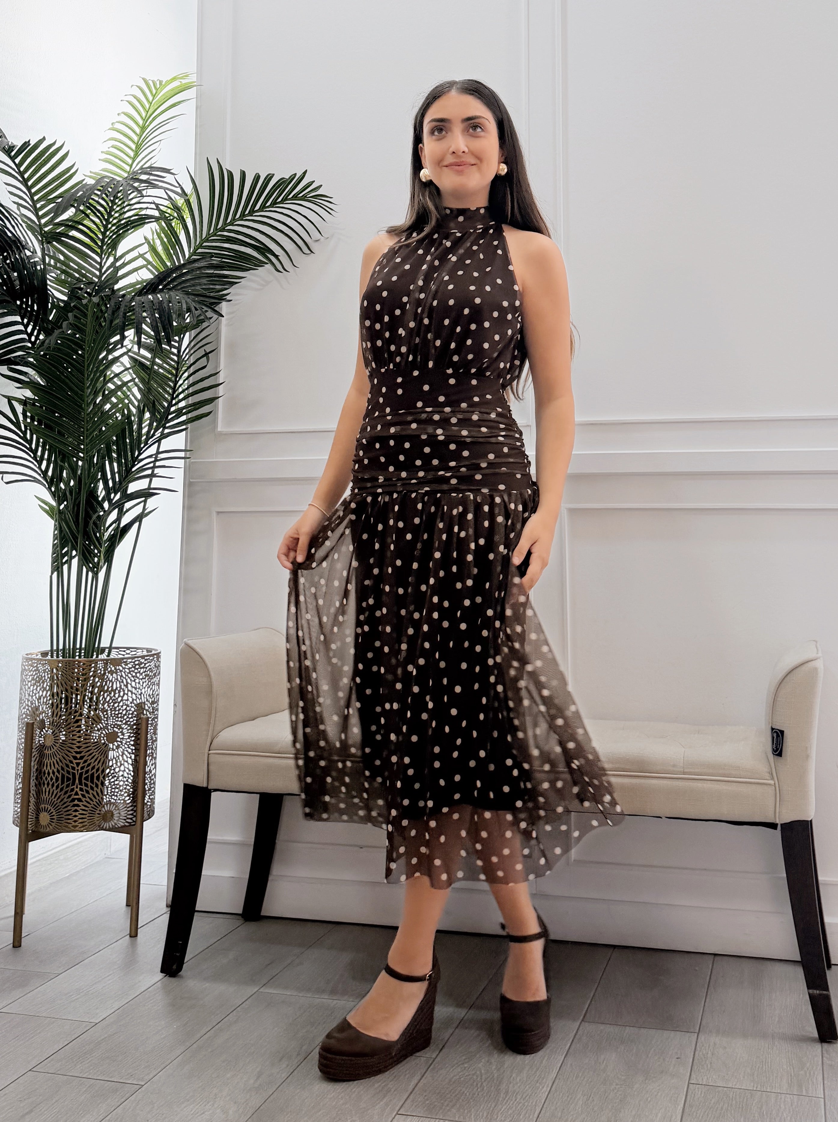 Vestido Thul Lunares Marrón