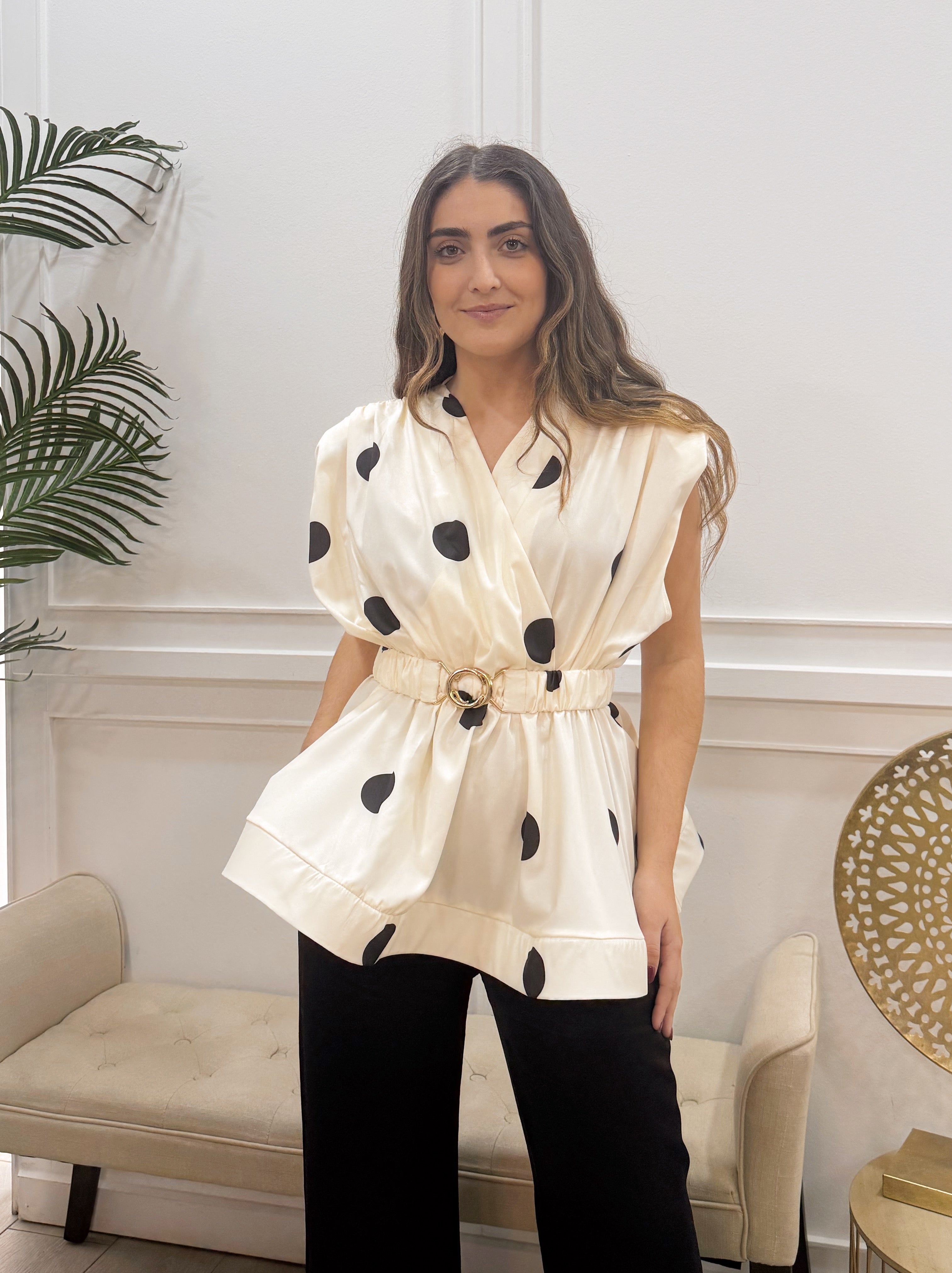 Blusa Lunares Beig