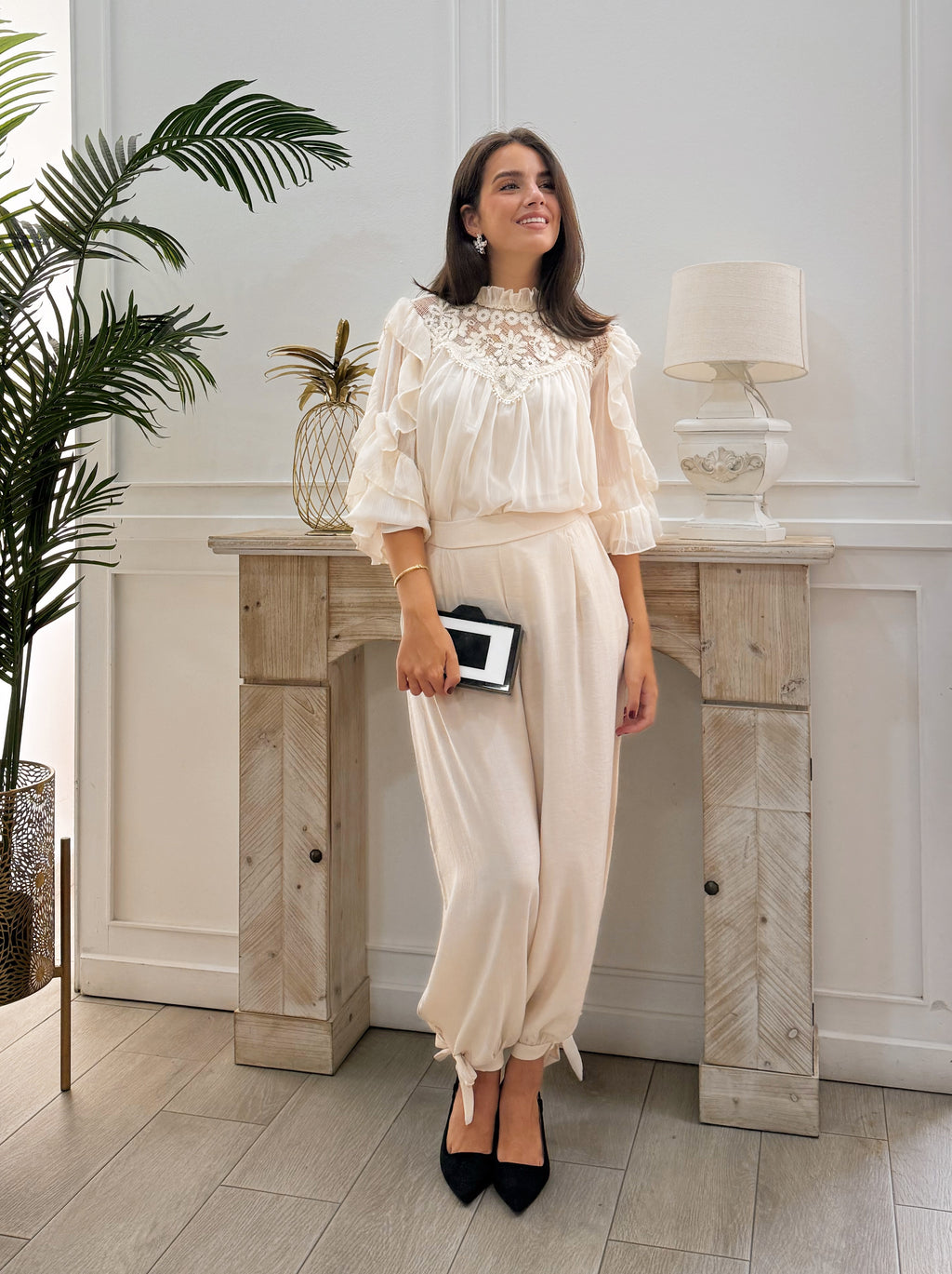 Pantalón Gasa Beige