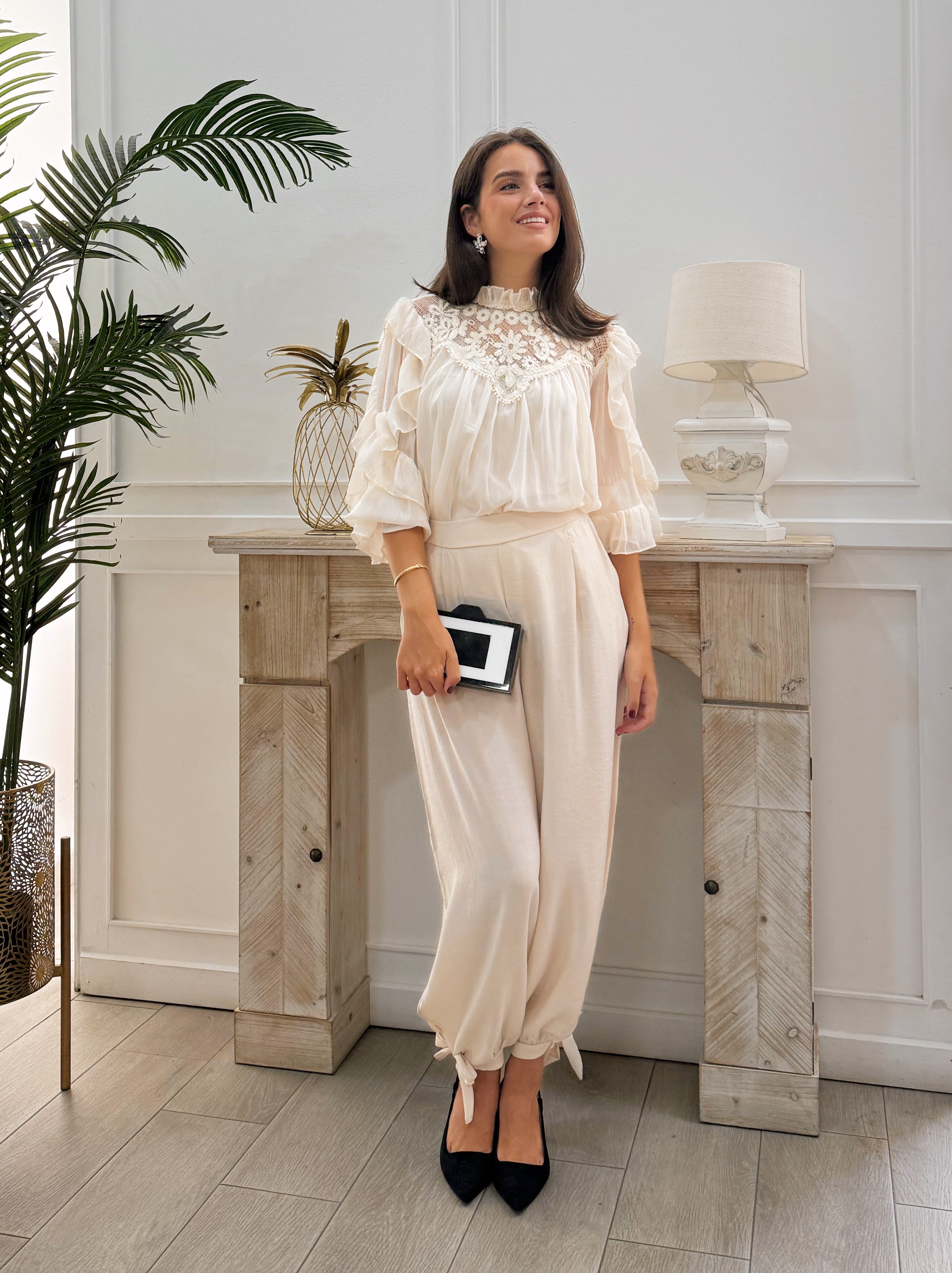 Pantalón Gasa Beige