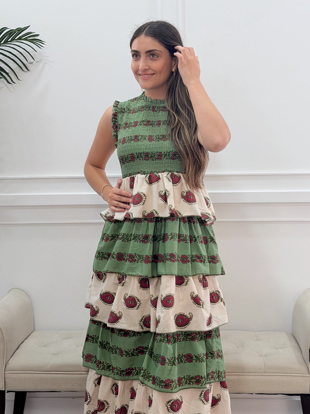 Vestido Antonella Estampado Verde