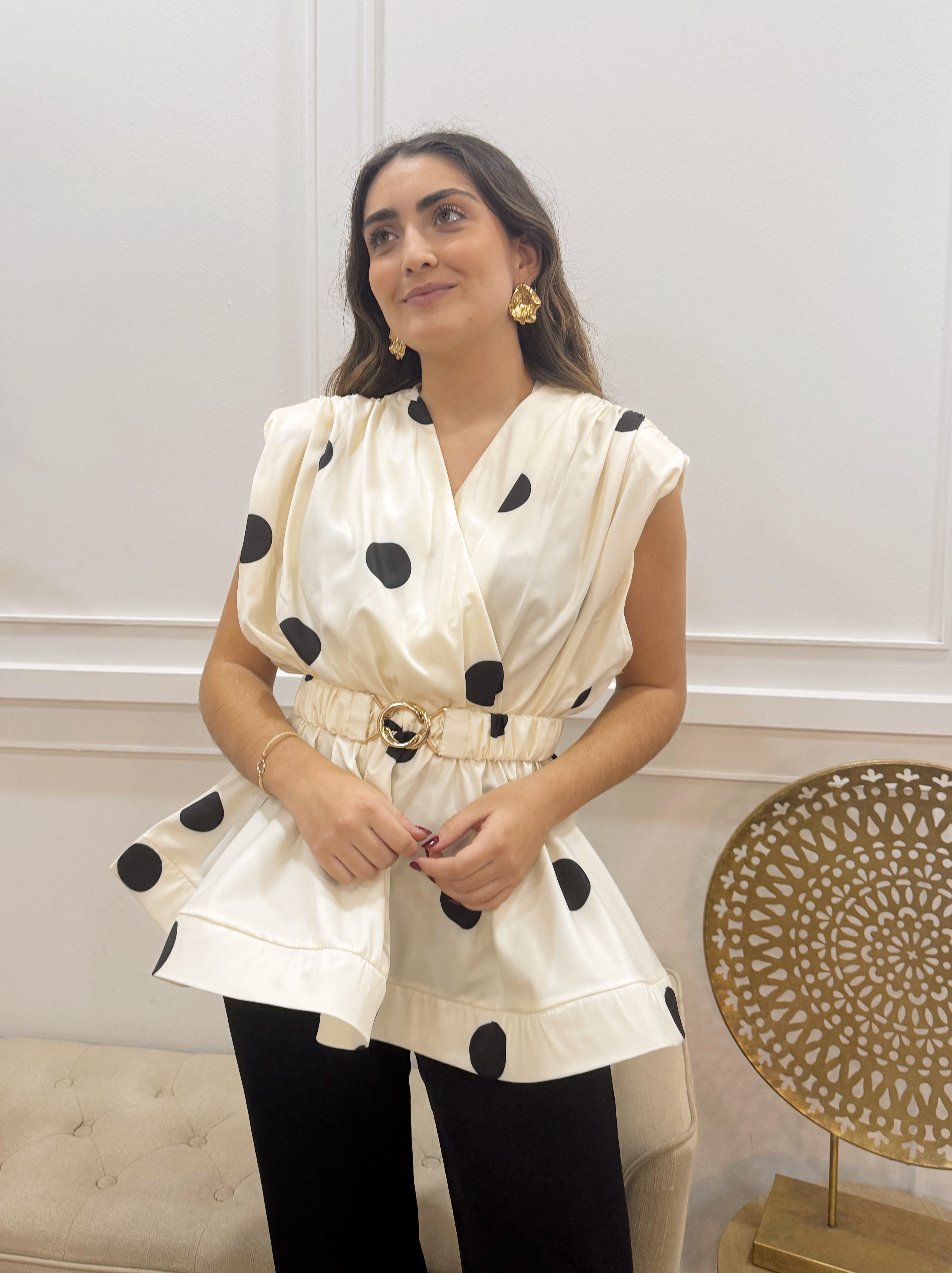 Blusa Lunares Beig