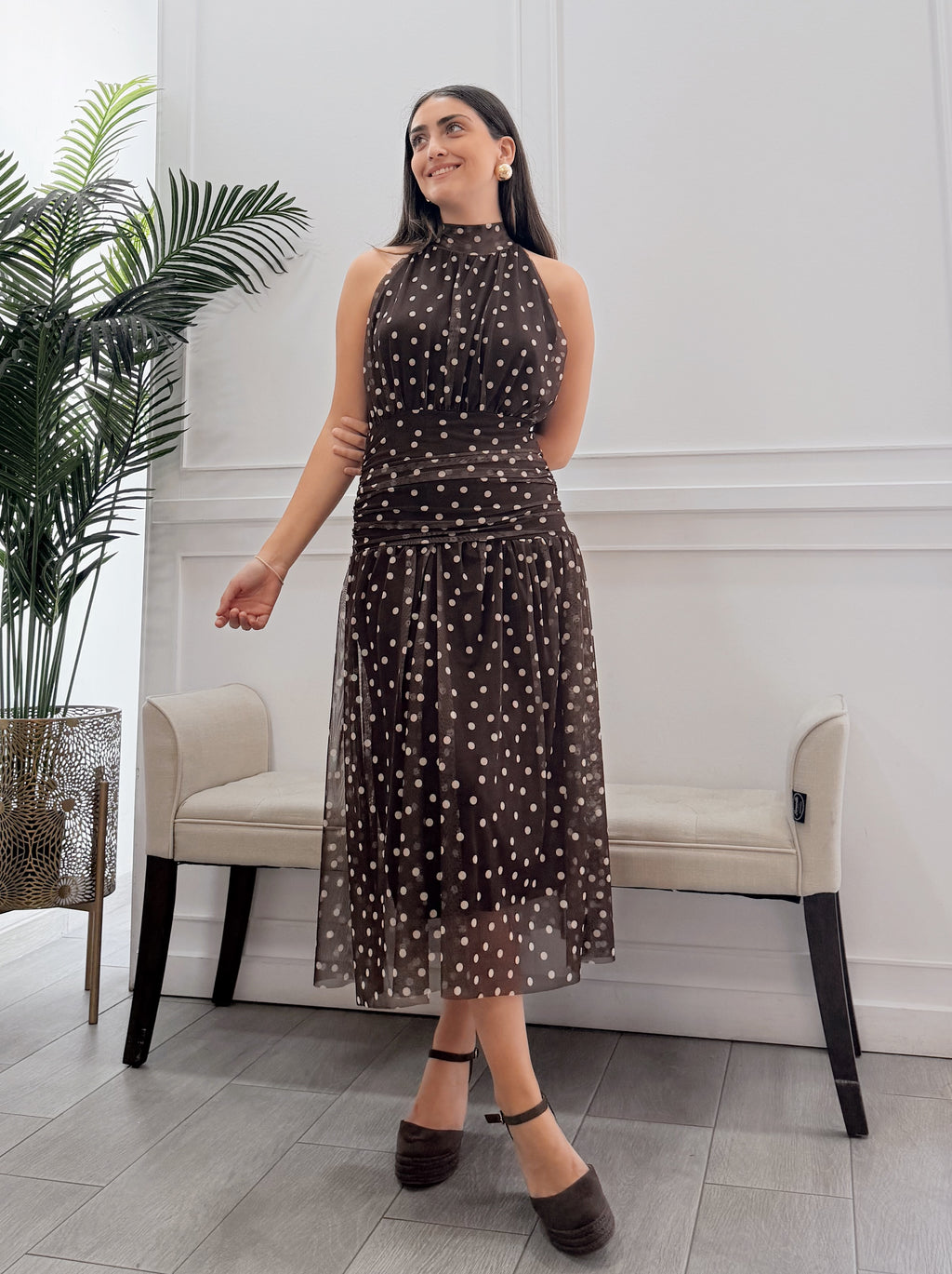 Vestido Thul Lunares Marrón