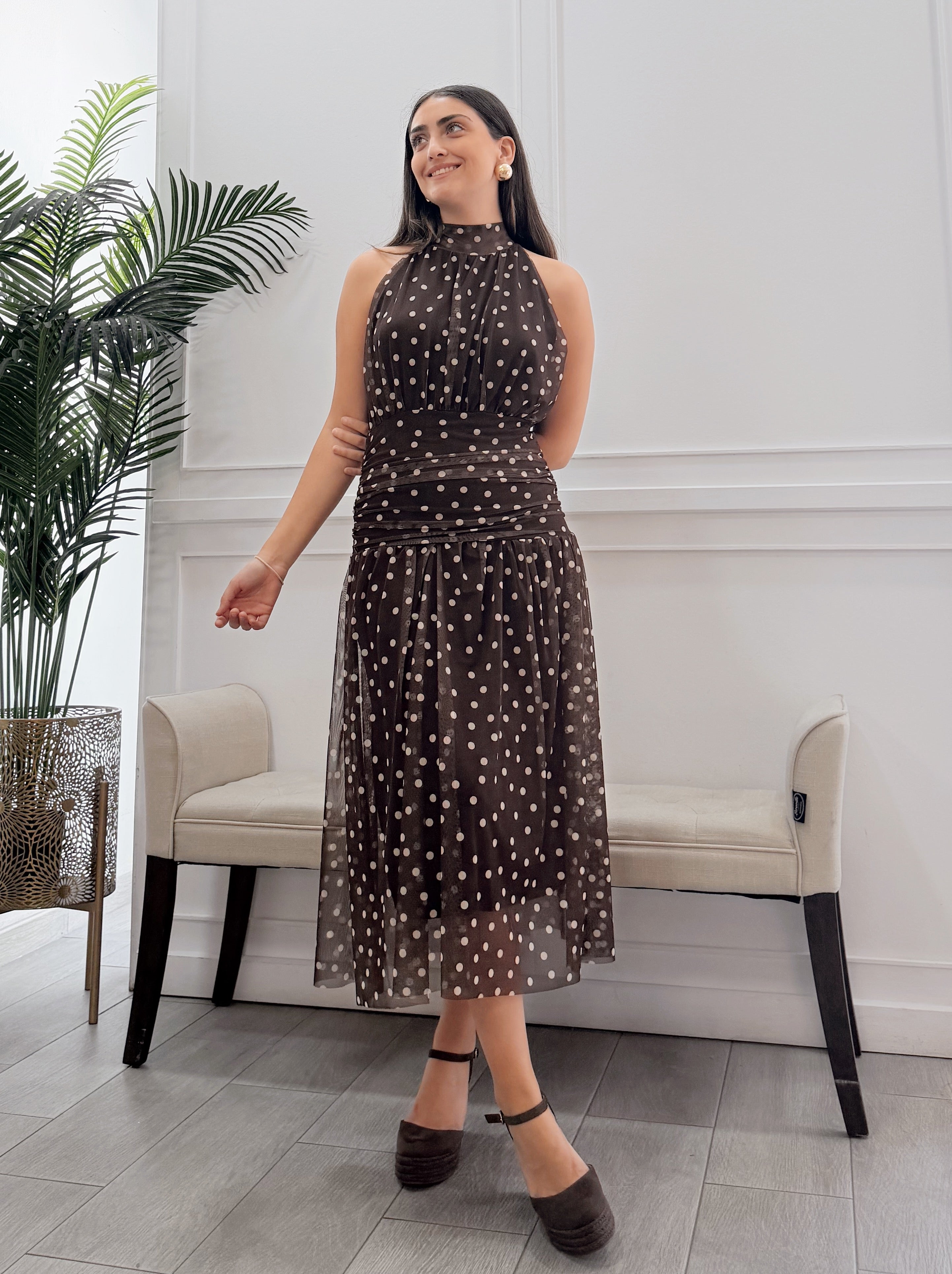 Vestido Thul Lunares Marrón