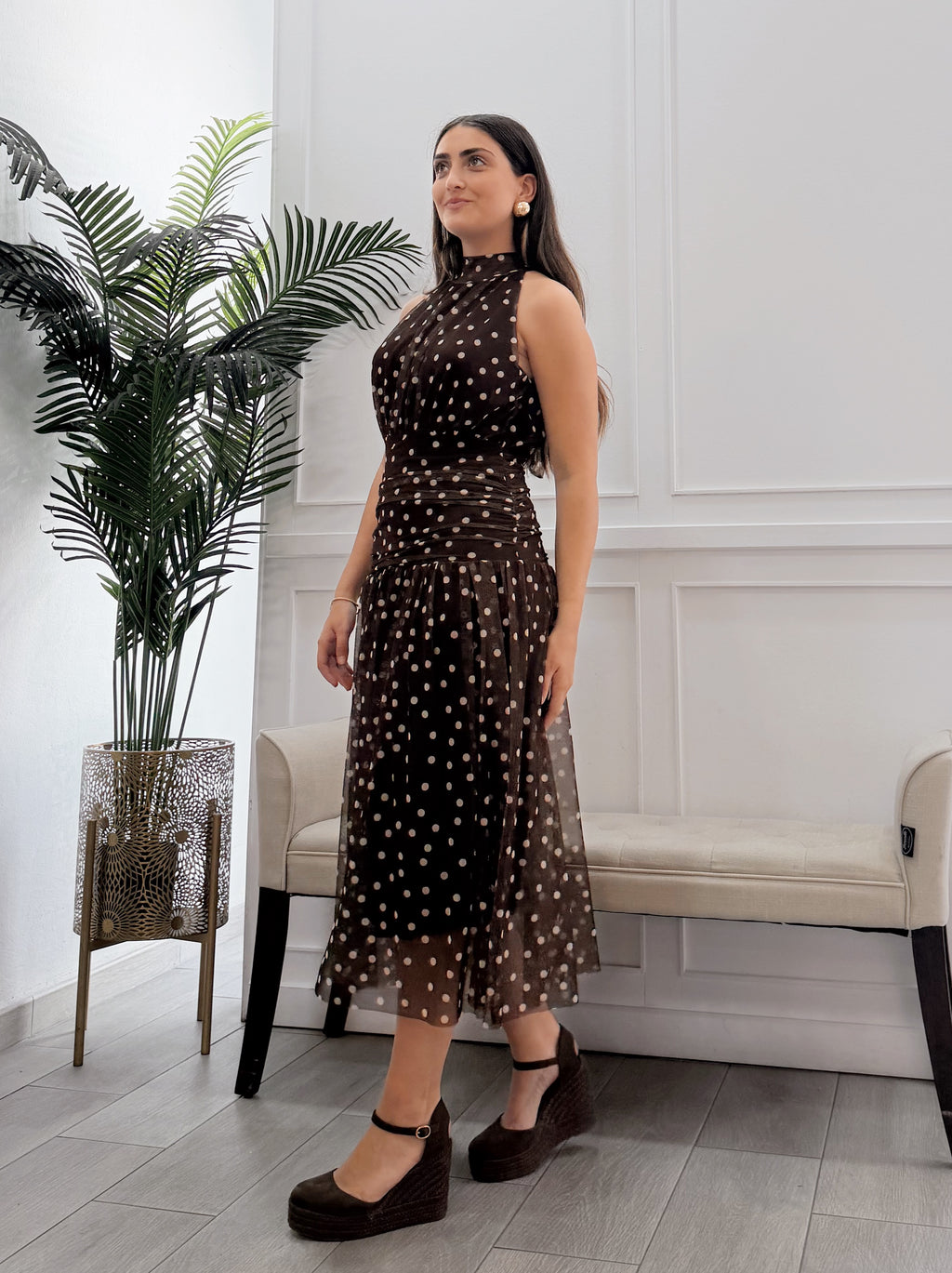 Vestido Thul Lunares Marrón