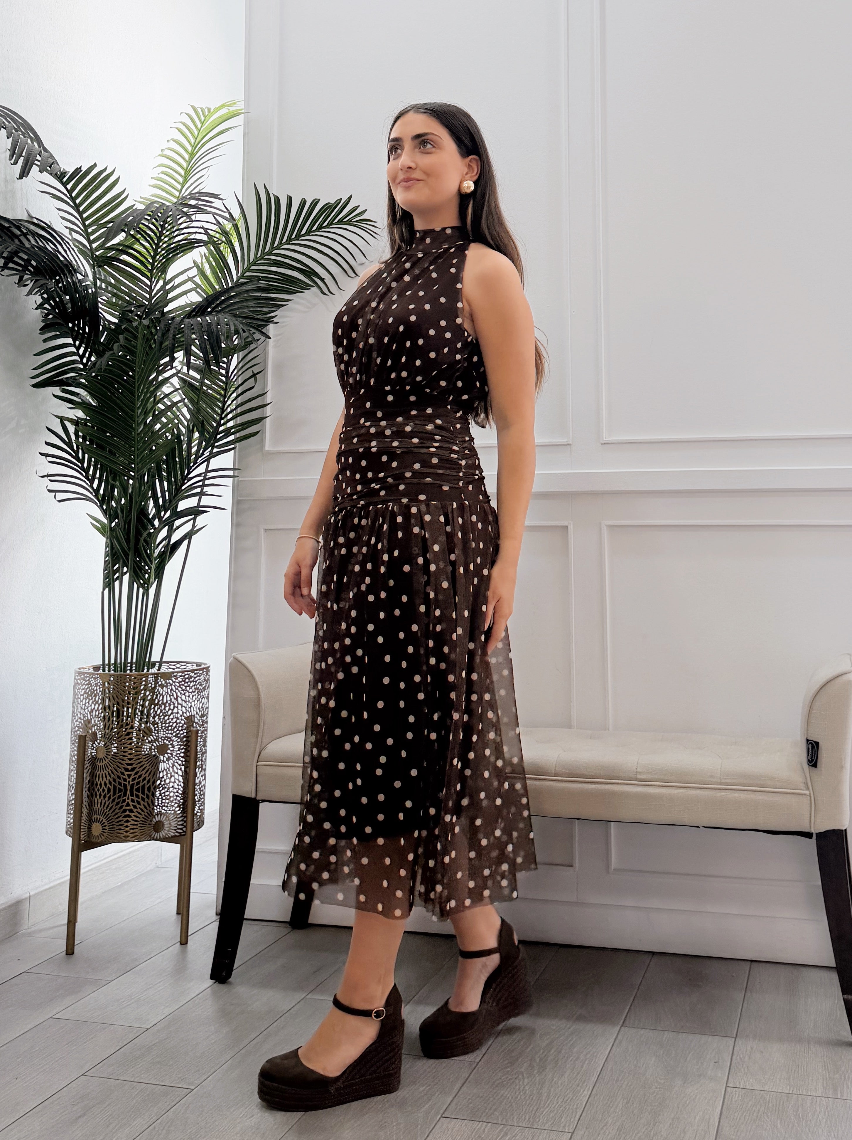 Vestido Thul Lunares Marrón