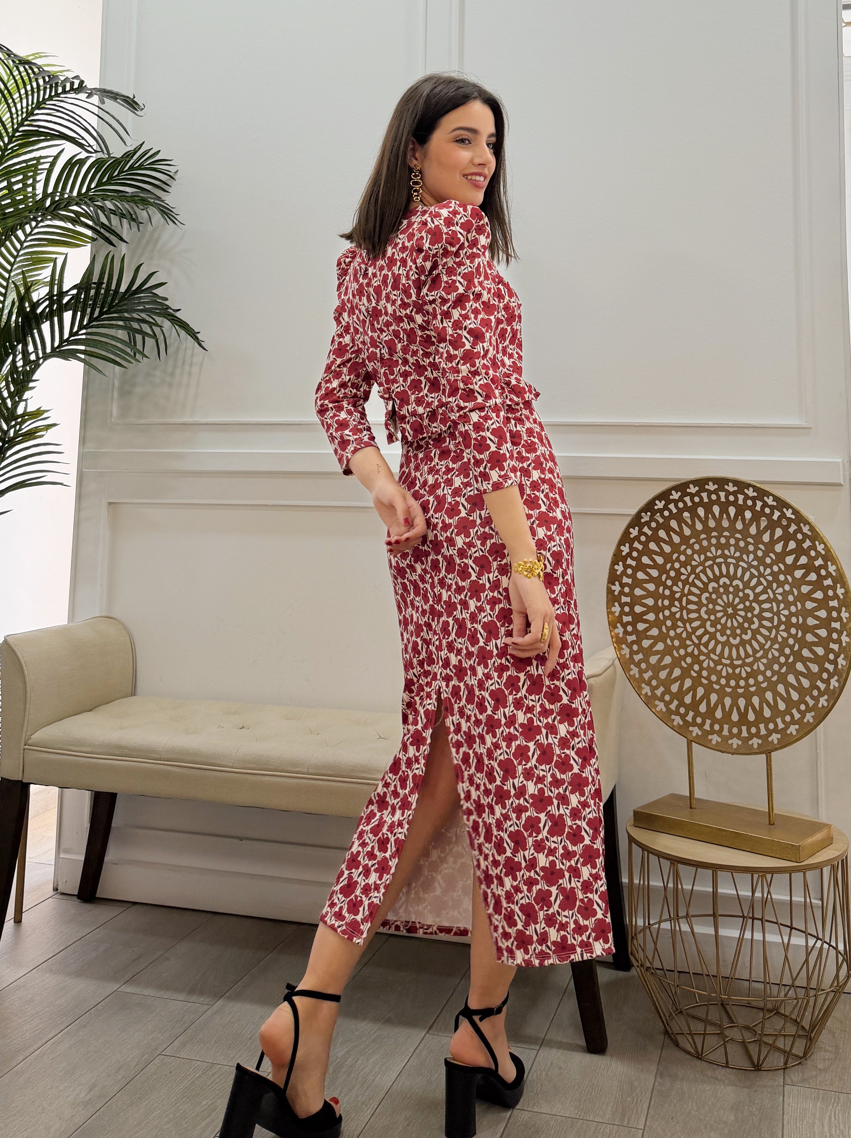 Conjunto Eli Estampado Burdeos