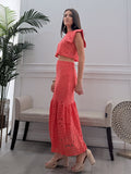 Conjunto Encaje Falda Coral
