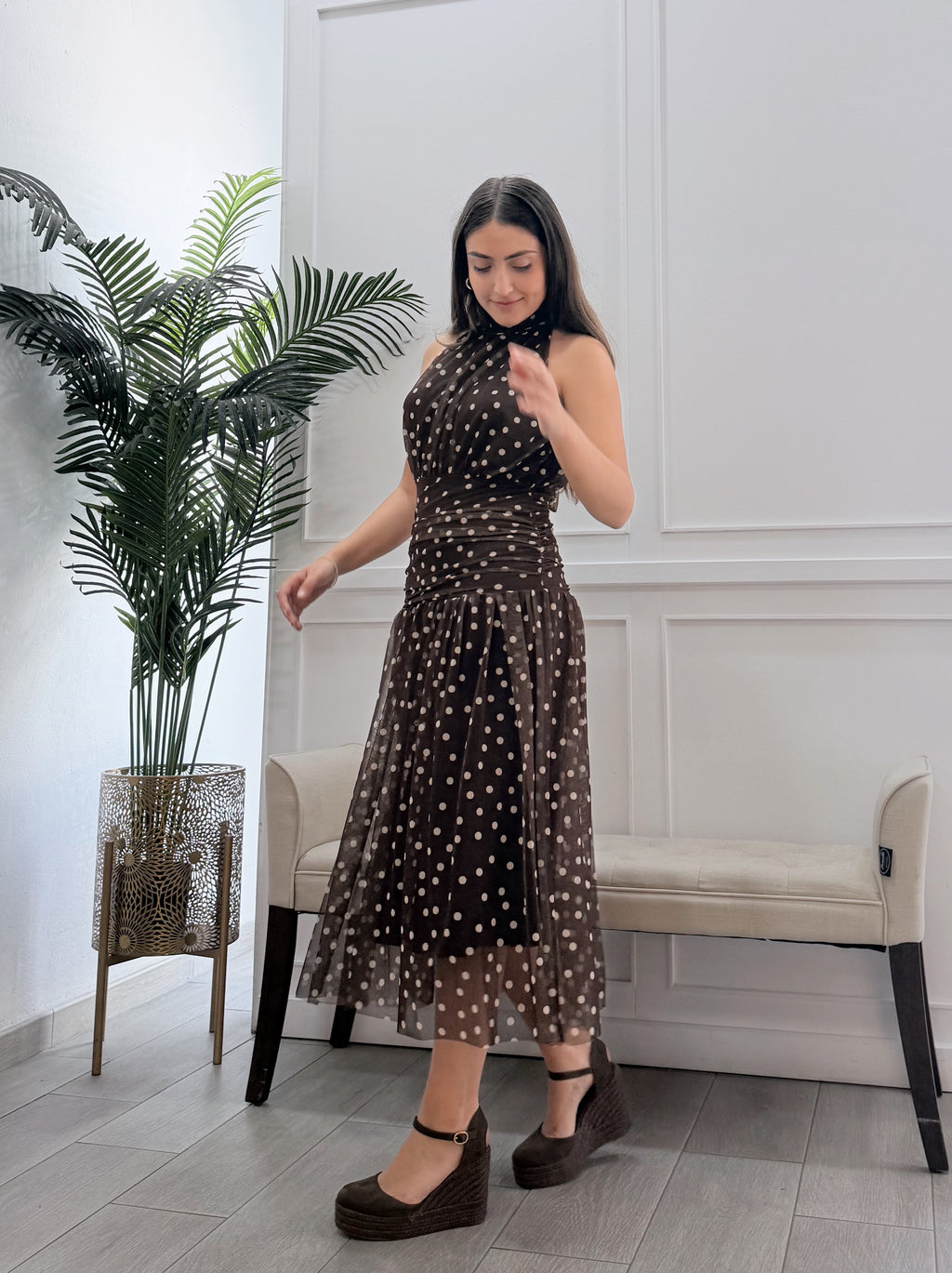 Vestido Thul Lunares Marrón