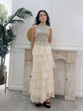 Falda Gasa Volantes Beige