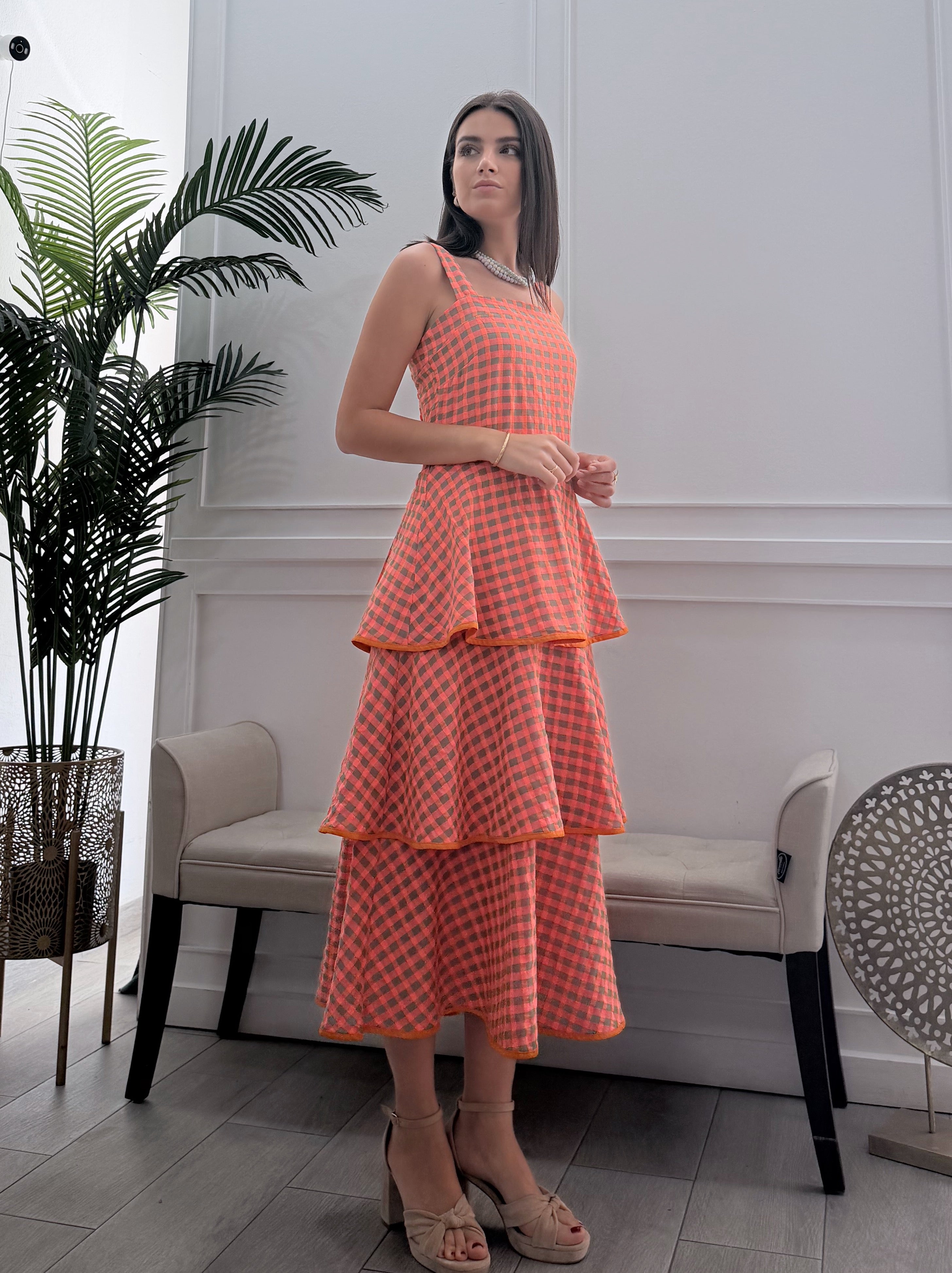 Vestido Vichy Fluor Volantes