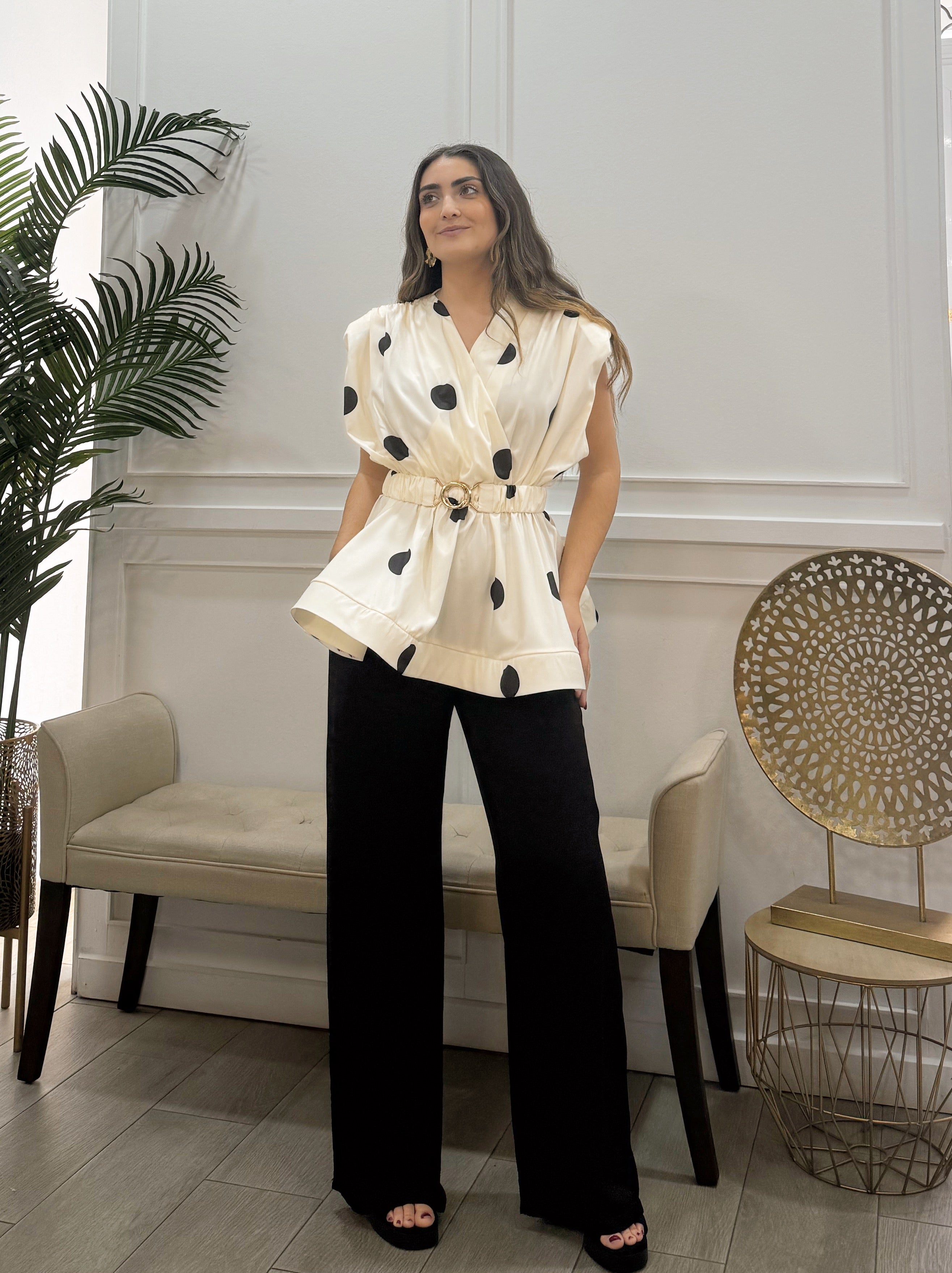 Blusa Lunares Beig