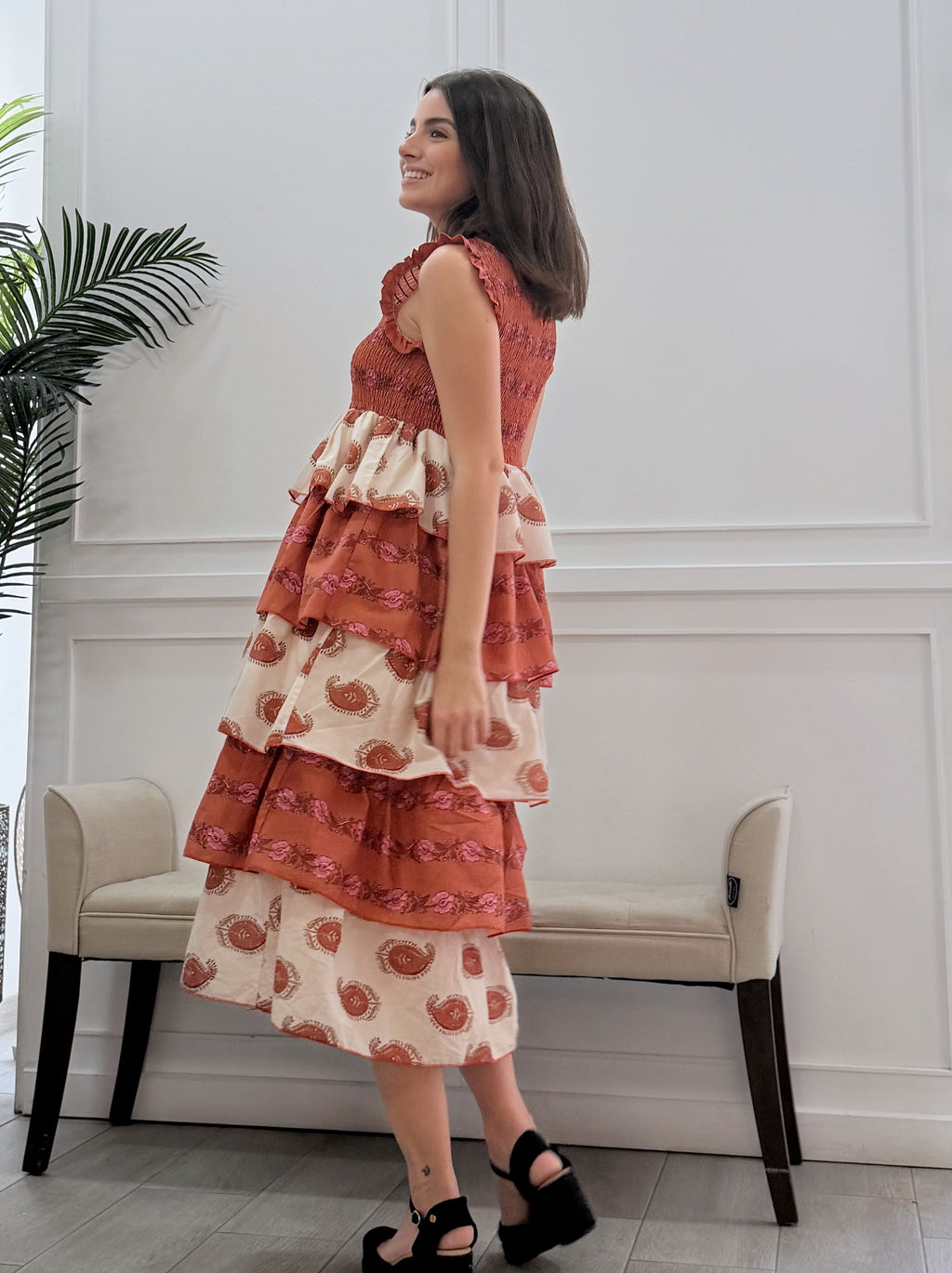 Vestido Antonella Estampado Teja