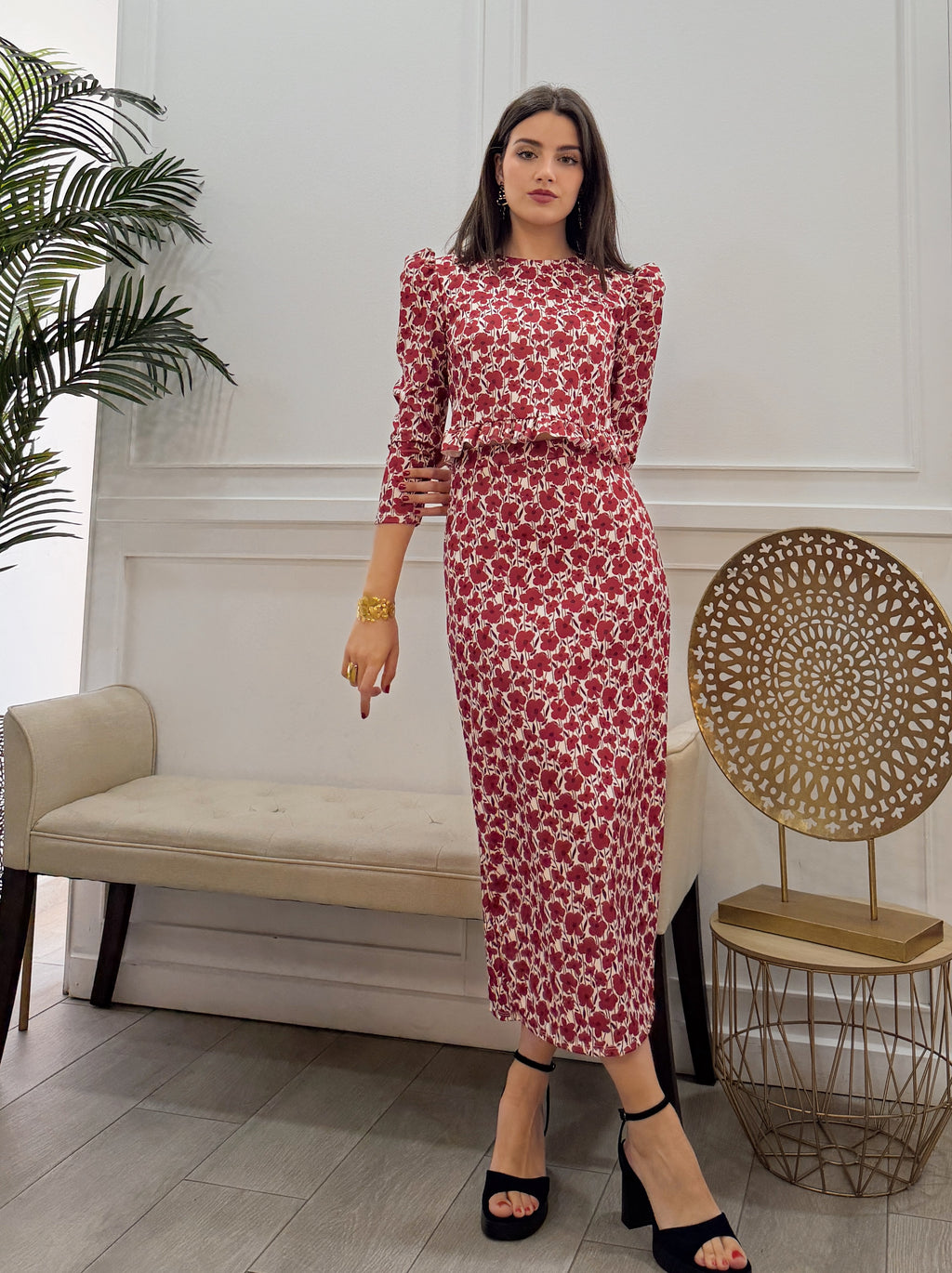 Conjunto Eli Estampado Burdeos