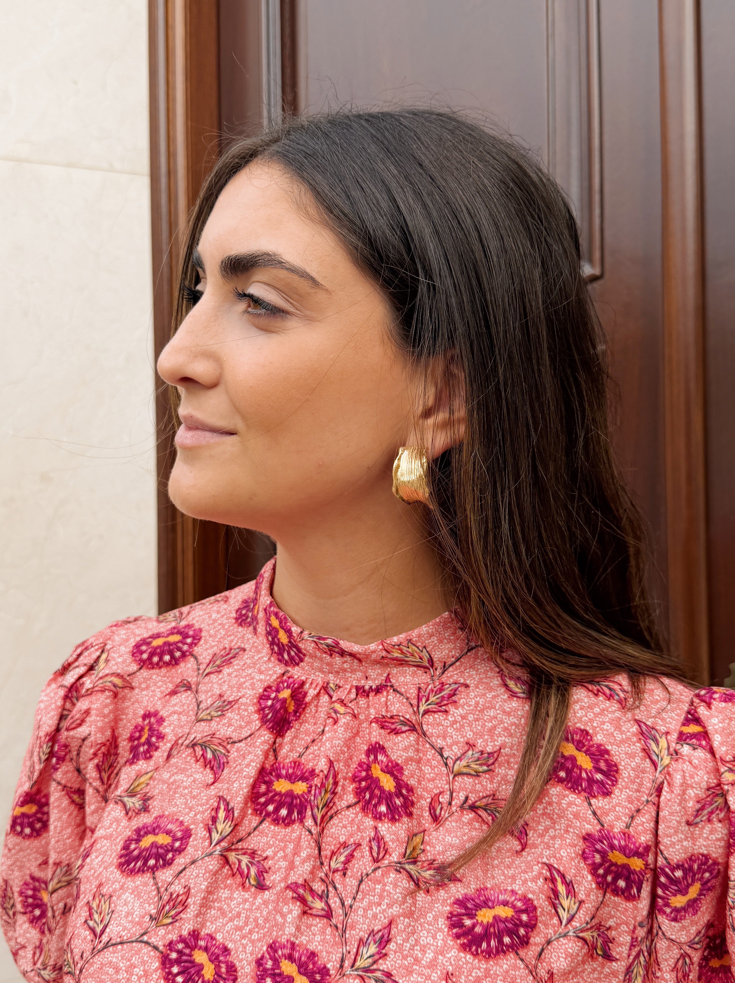 Pendientes Argolla Dorada Desigual