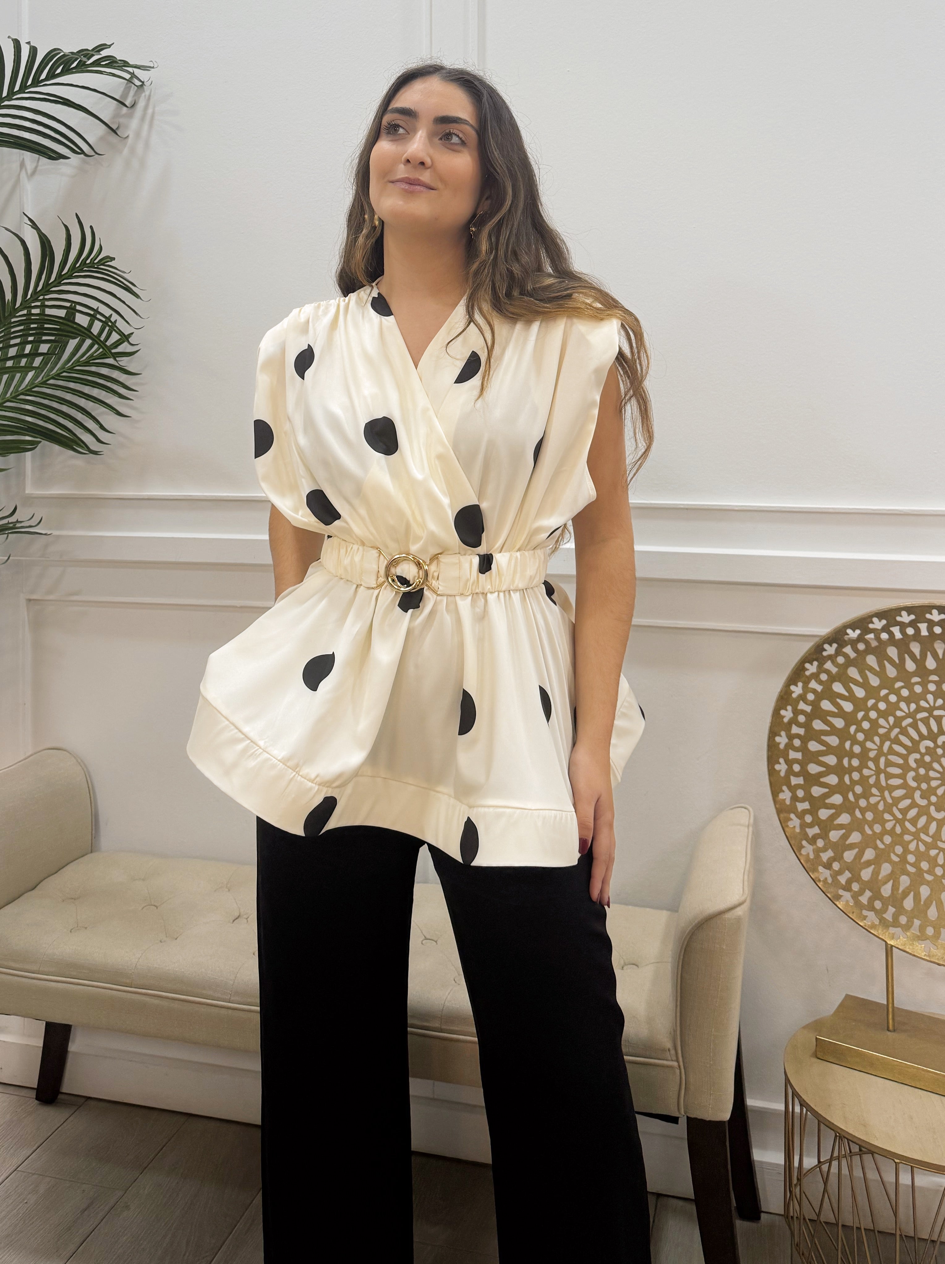 Blusa Lunares Beig