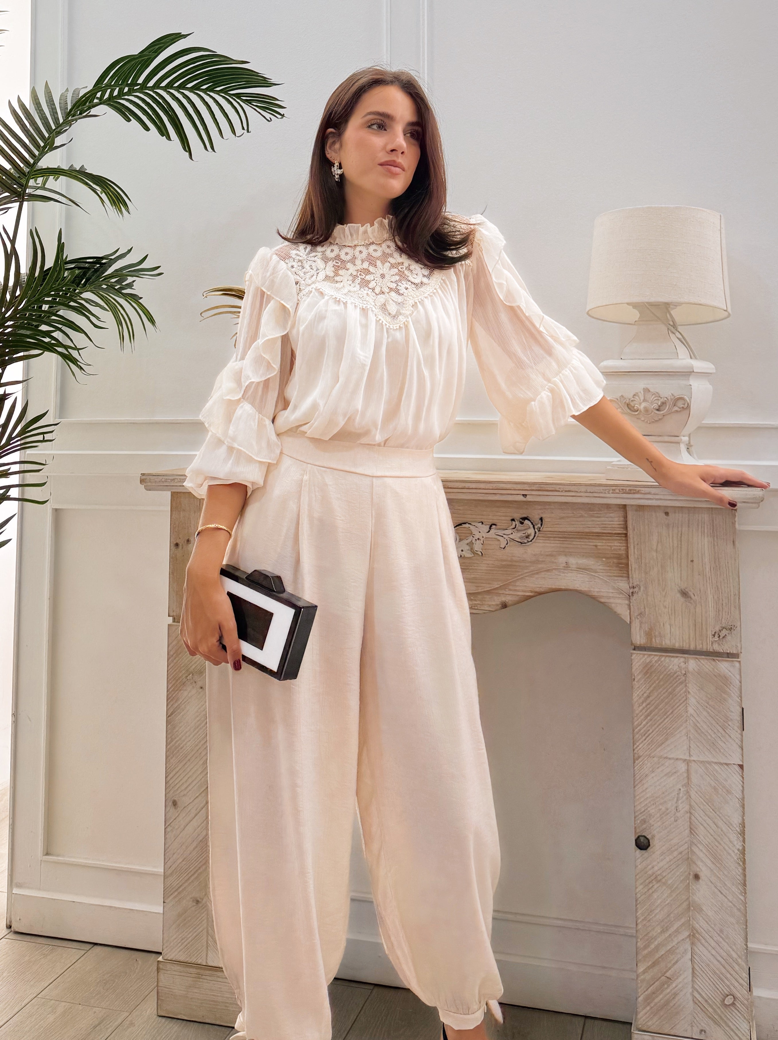 Pantalón Gasa Beige
