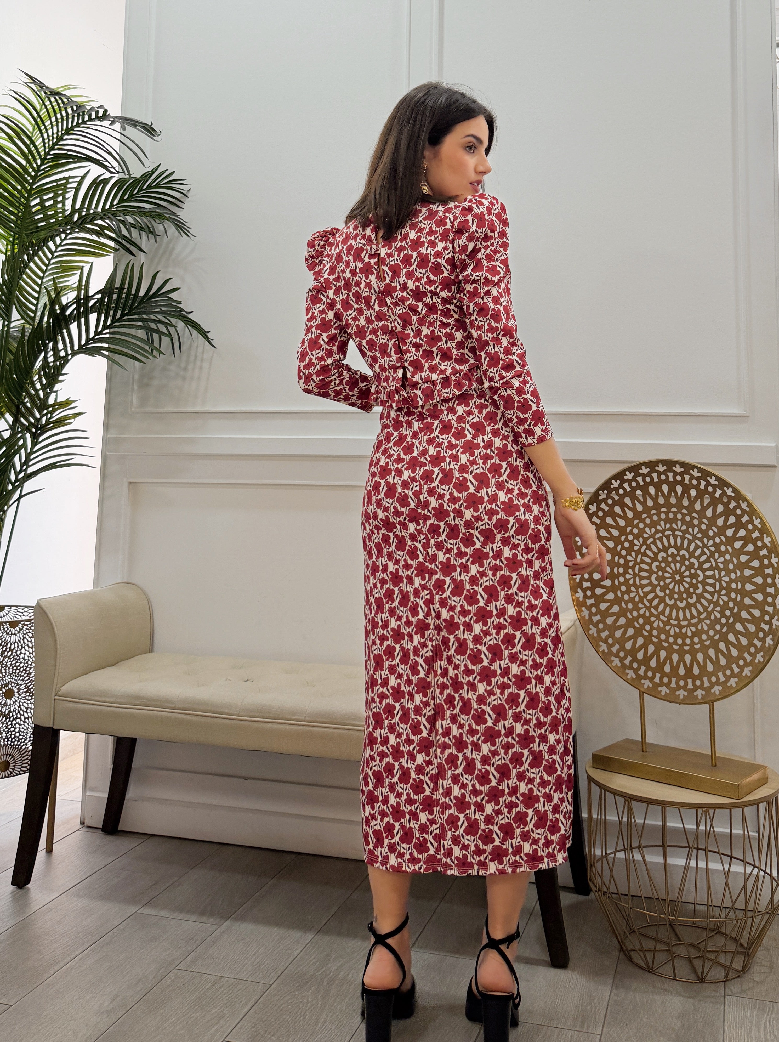 Conjunto Eli Estampado Burdeos