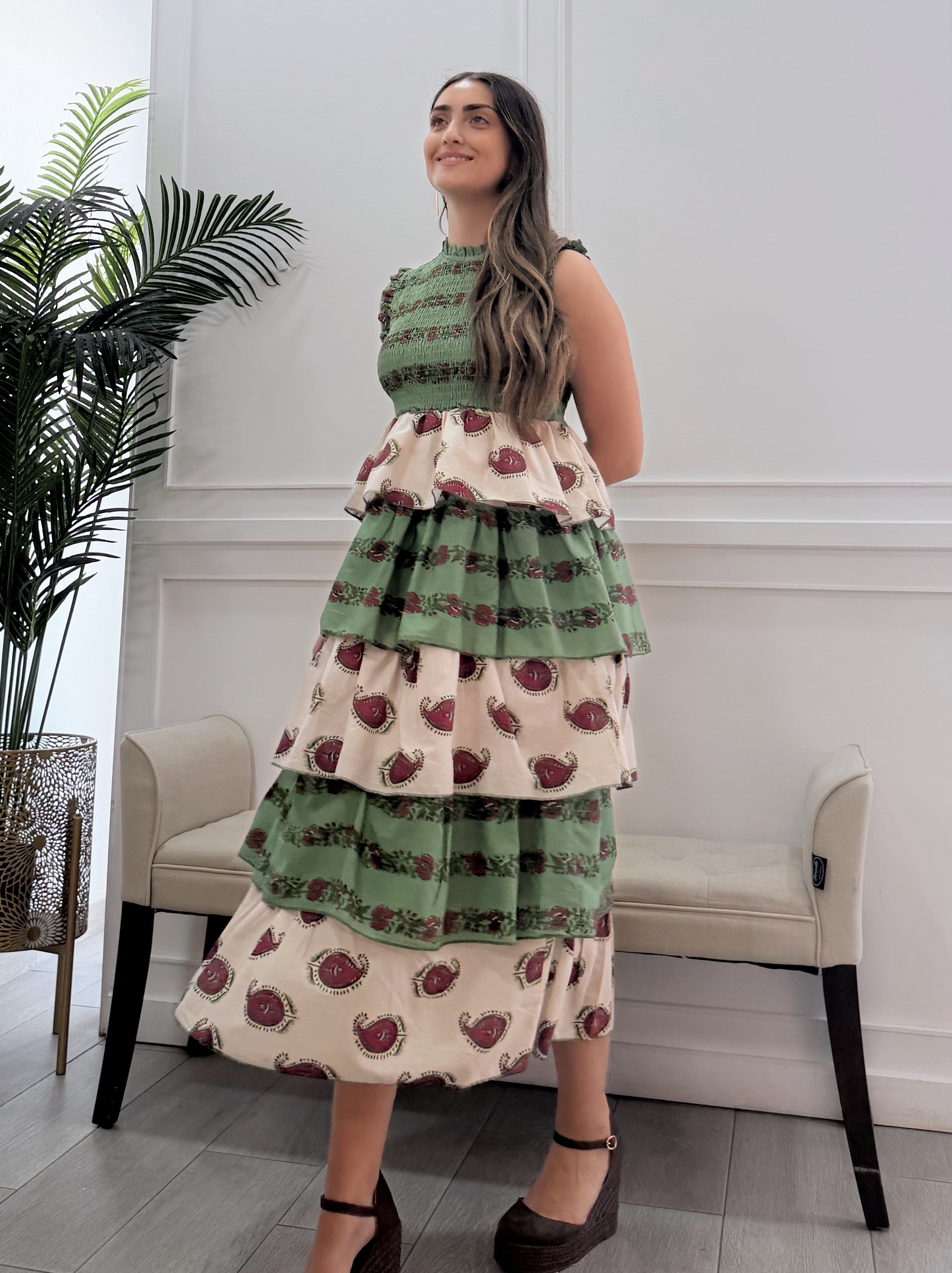 Vestido Antonella Estampado Verde