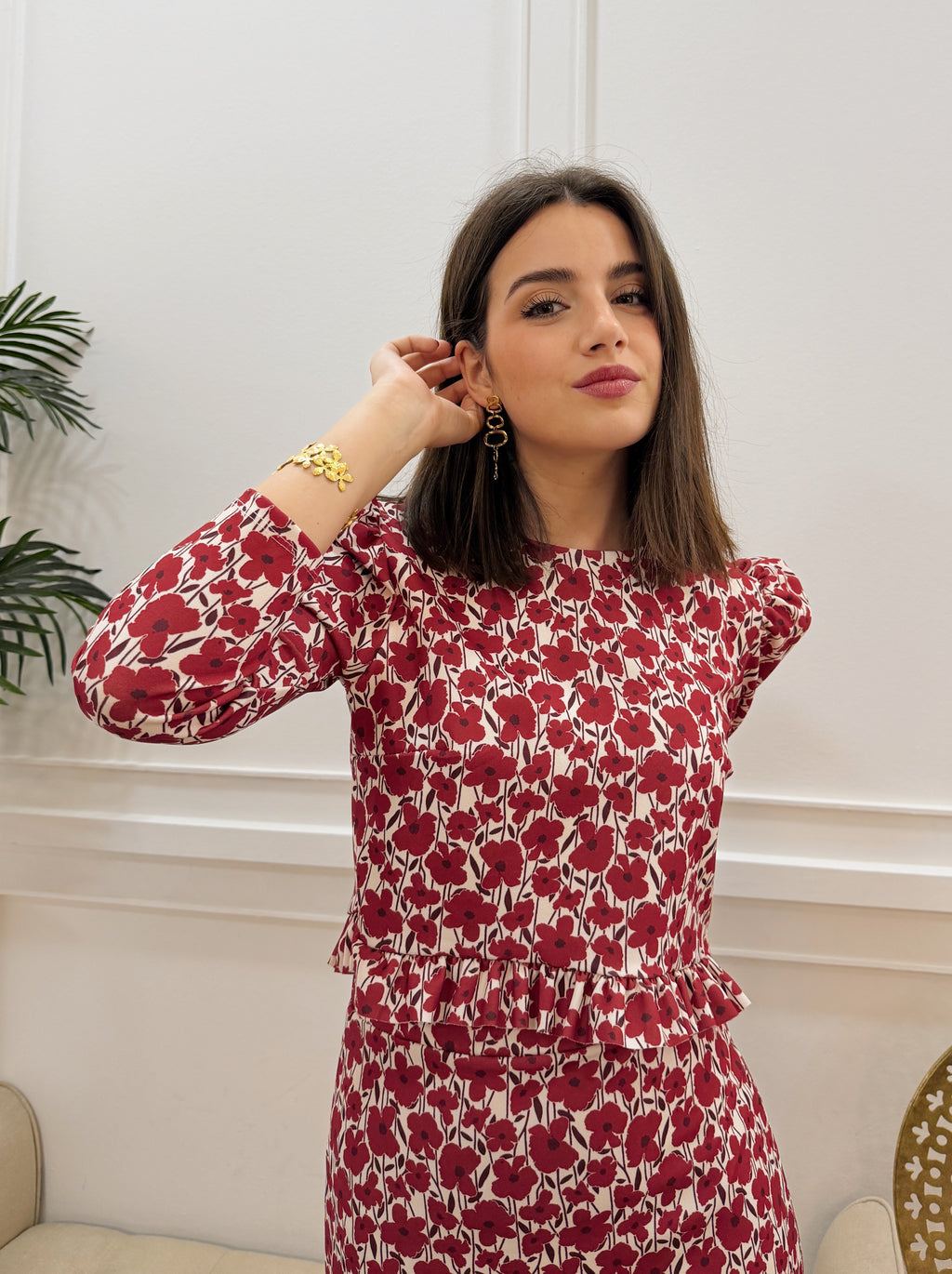 Conjunto Eli Estampado Burdeos