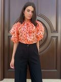 Camisa Gasa Lunares Naranja