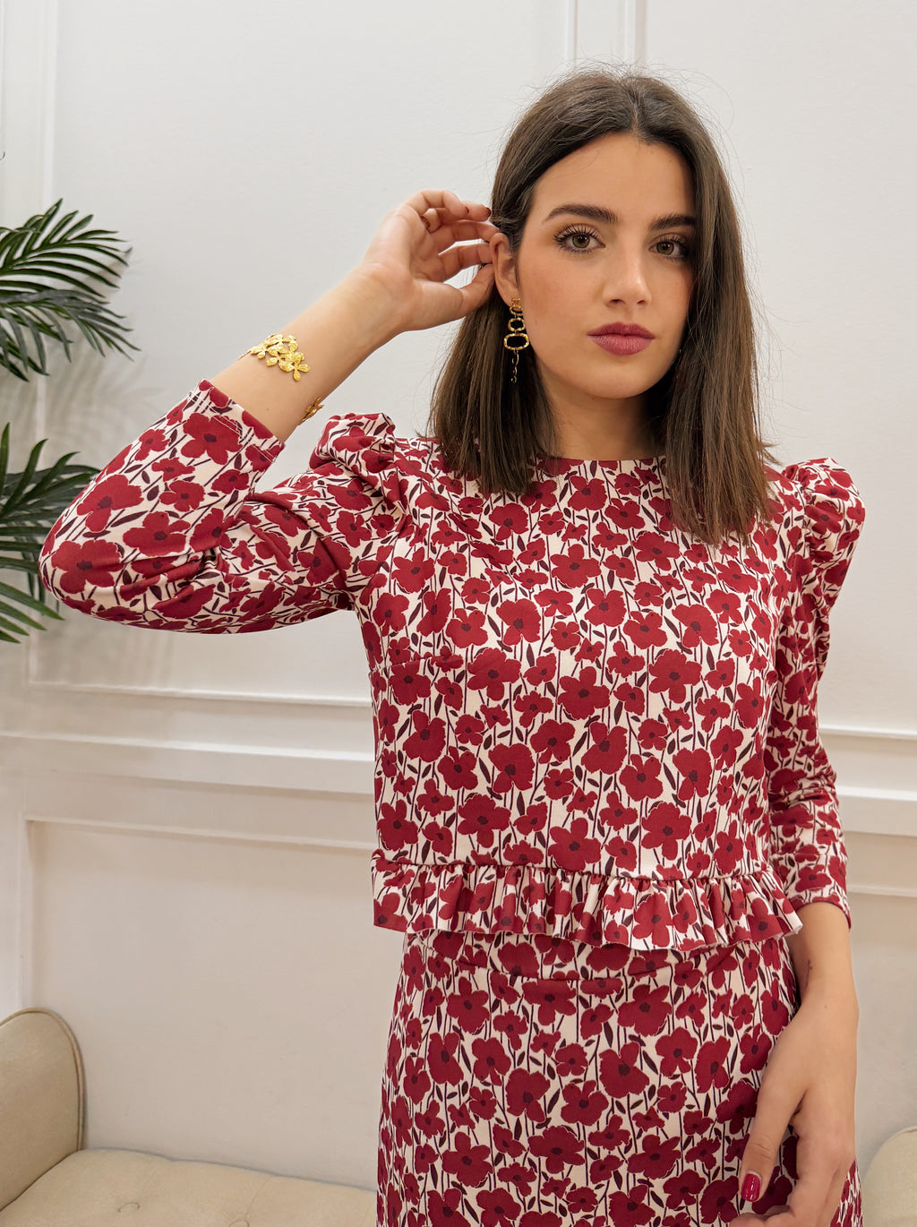 Conjunto Eli Estampado Burdeos