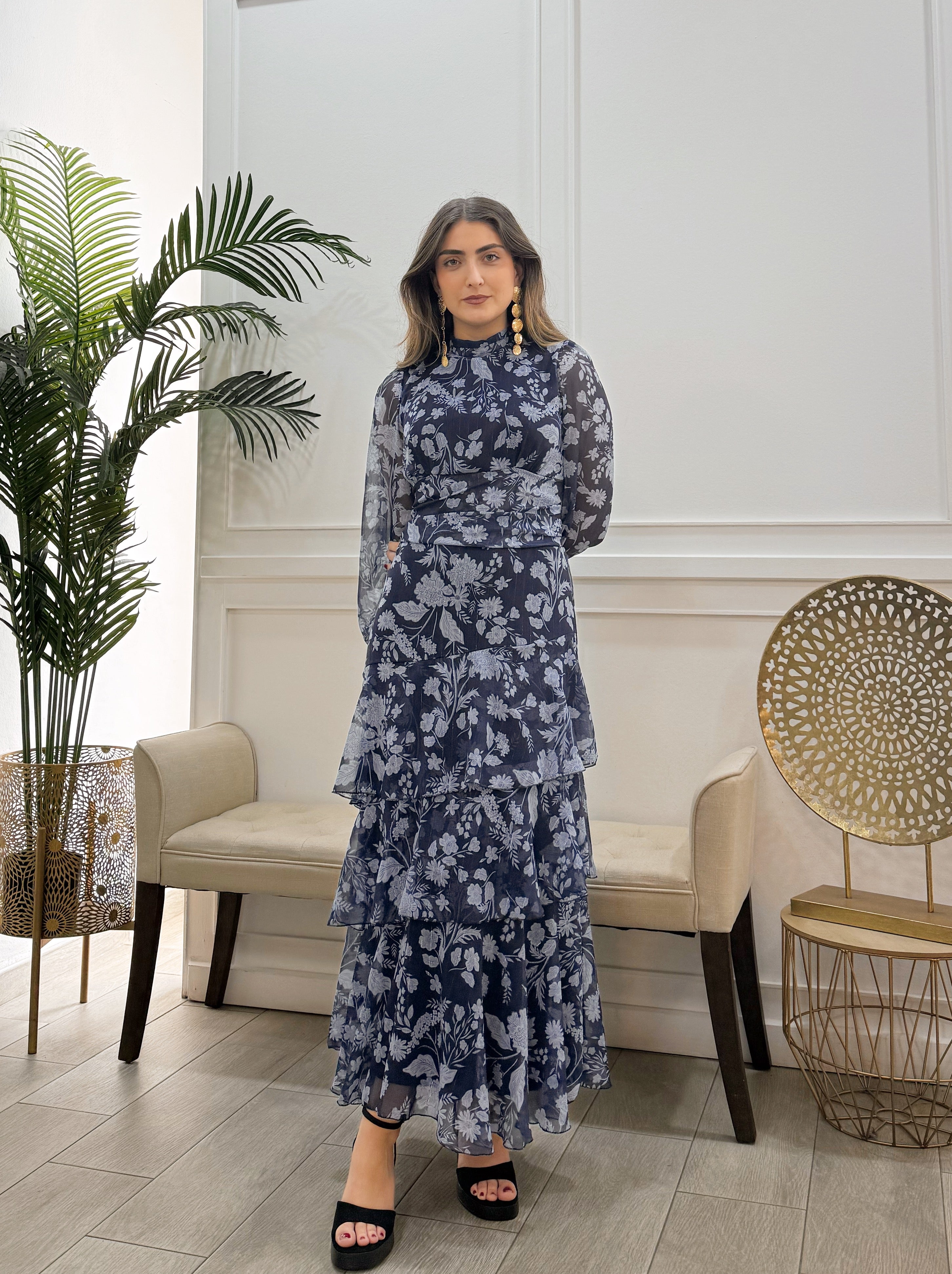 Vestido Paula Estampado Azul