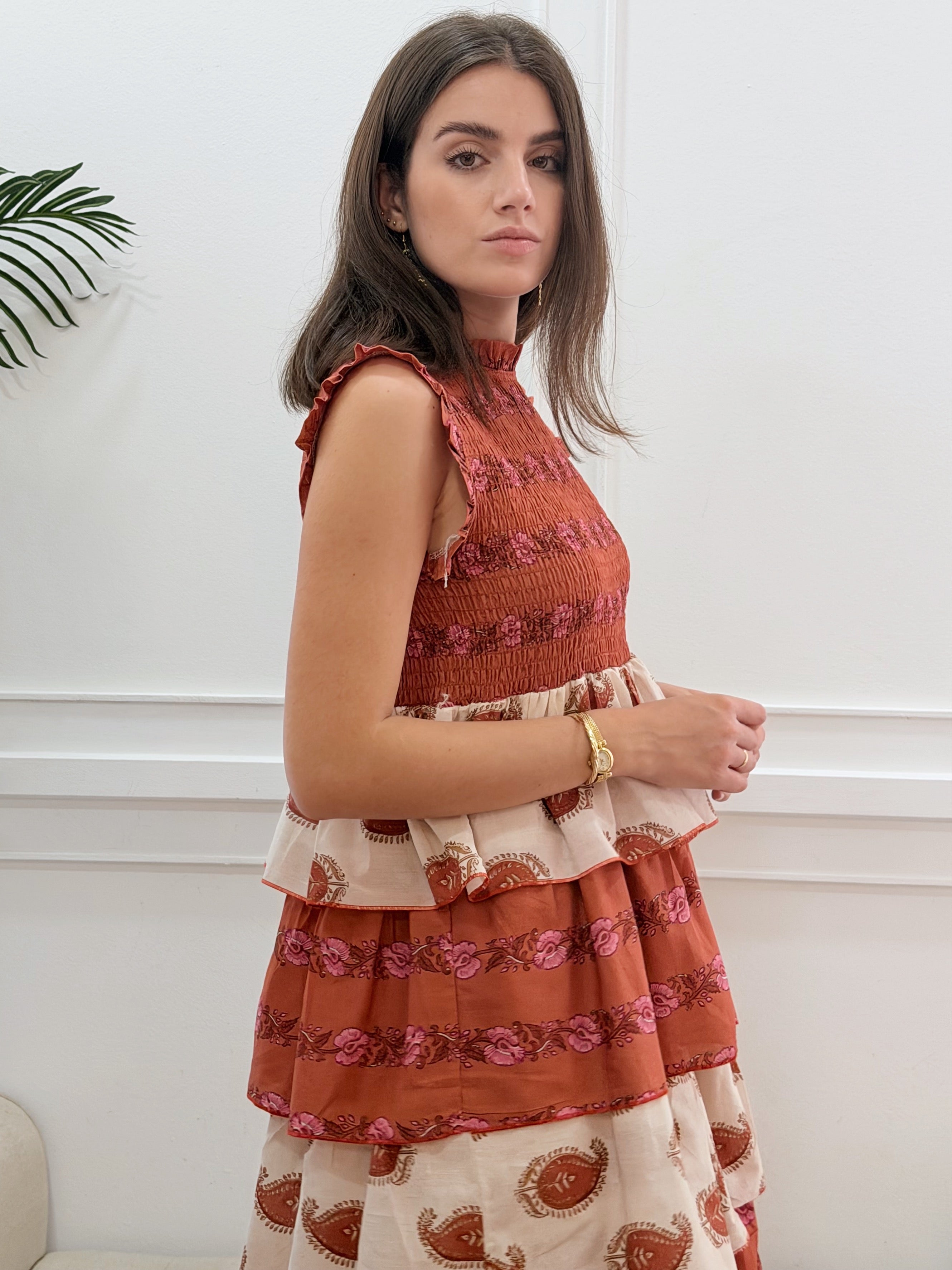 Vestido Antonella Estampado Teja