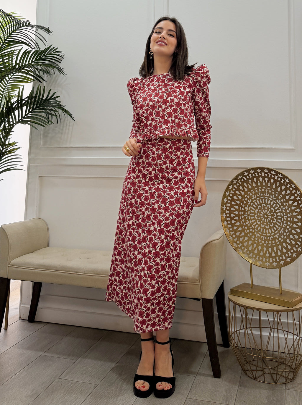 Conjunto Eli Estampado Burdeos