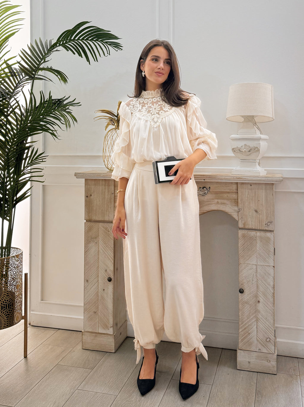 Pantalón Gasa Beige