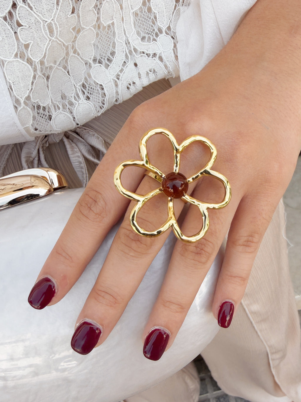 Anillo Dorado Flor