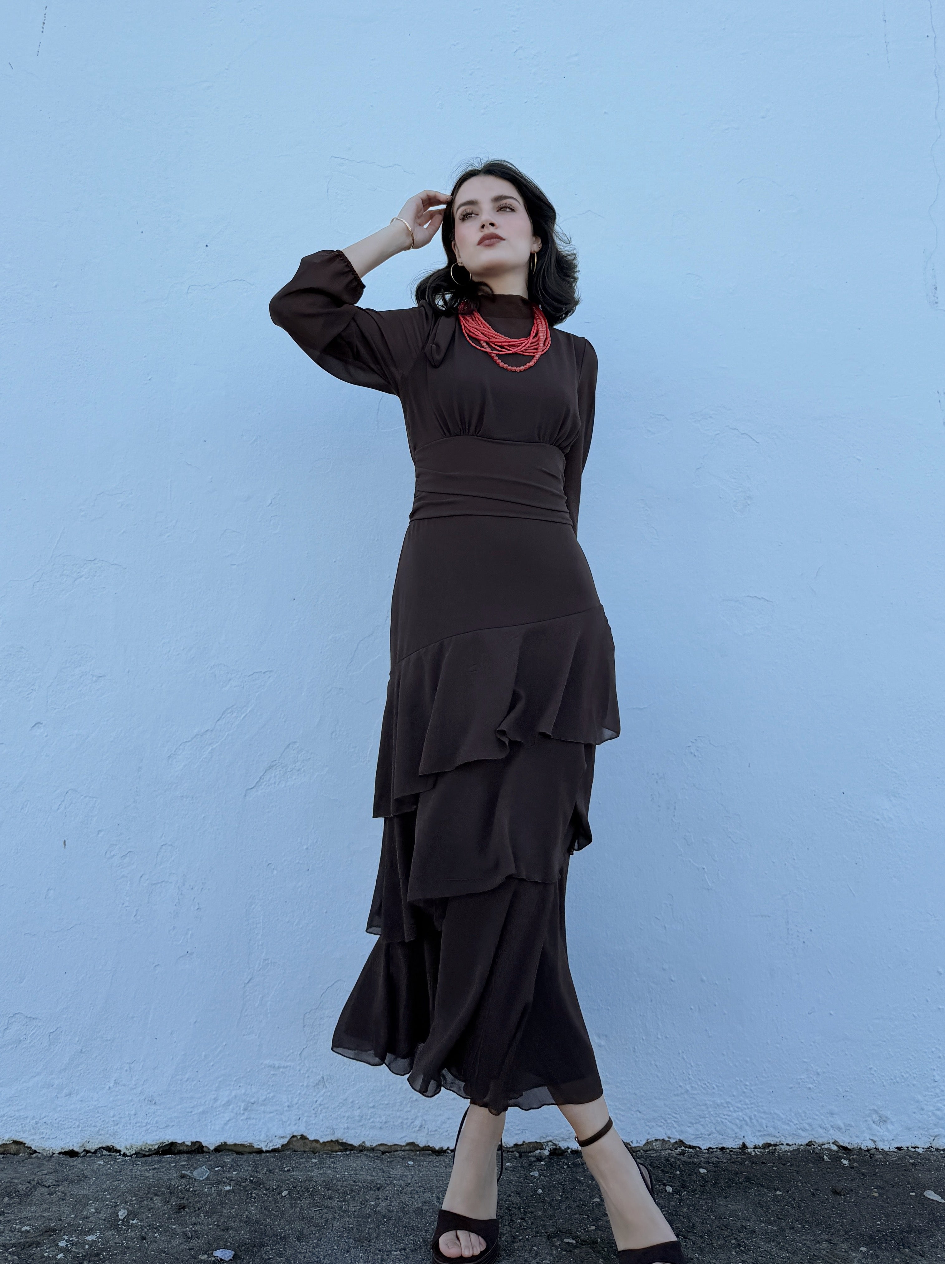 Vestido Paula Marrón