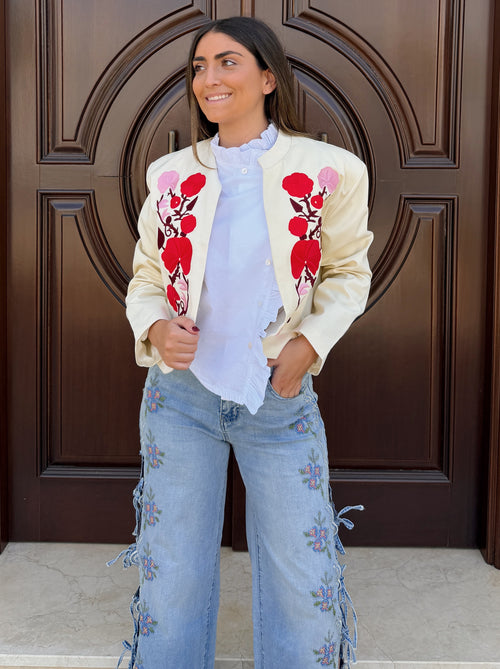 Chaqueta Flowers Beige