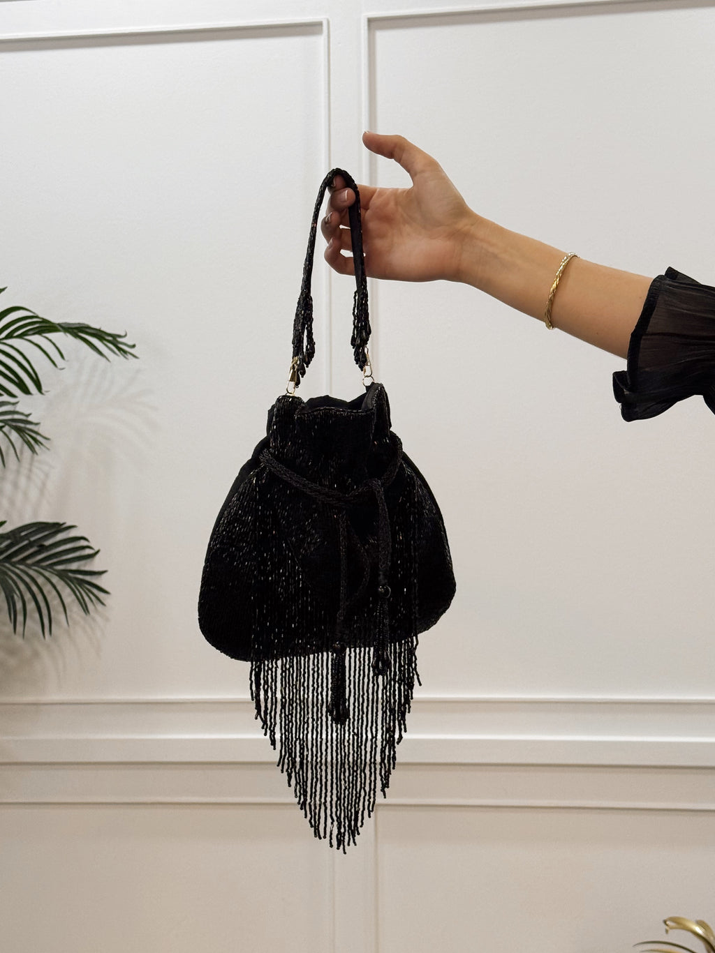 Bolso Limosnera Pedrería Negro