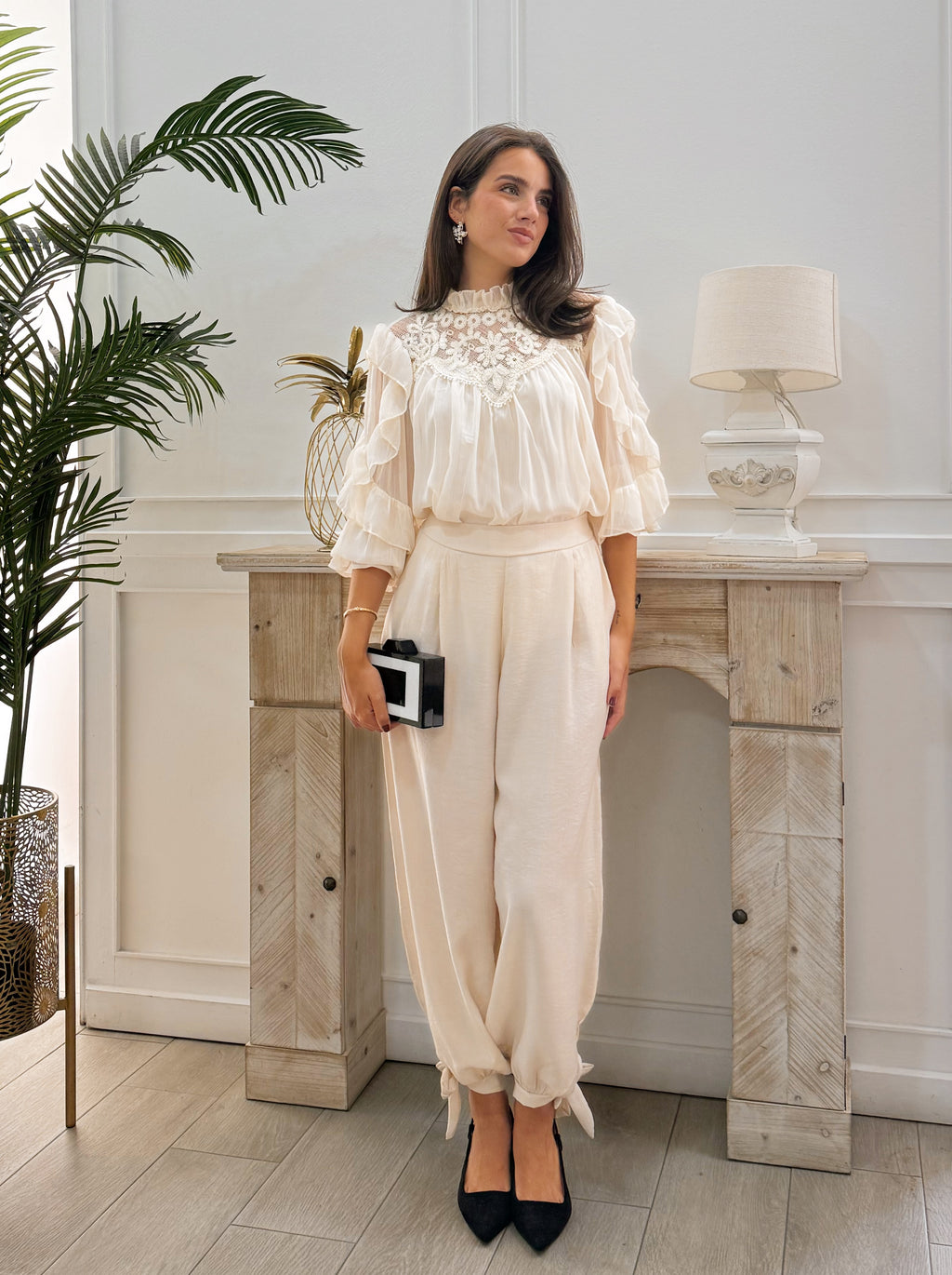 Pantalón Gasa Beige