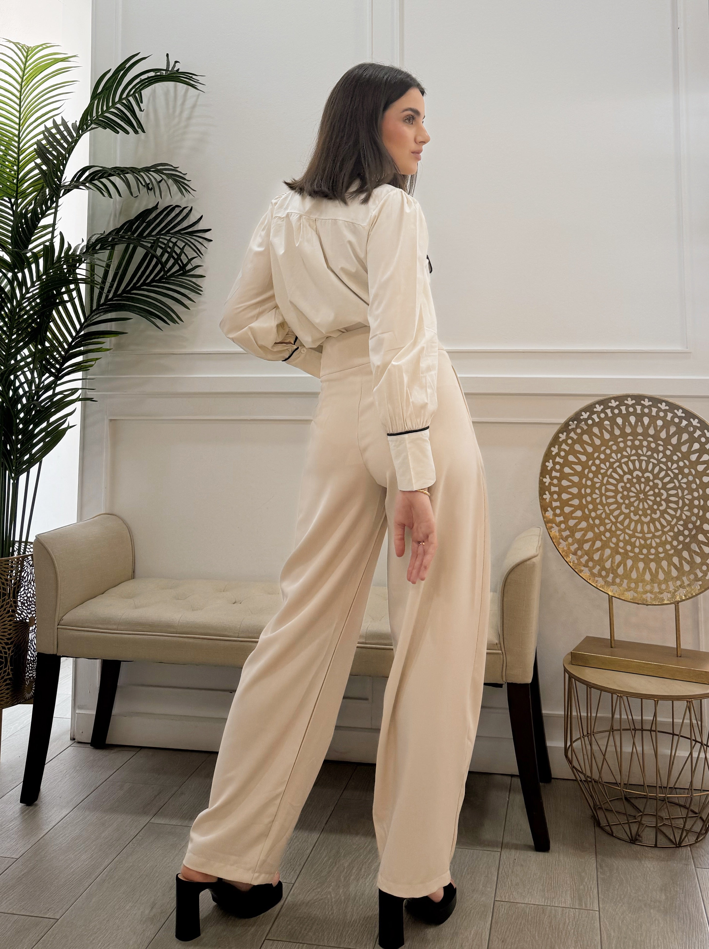 Pantalón Palazzo Marfil