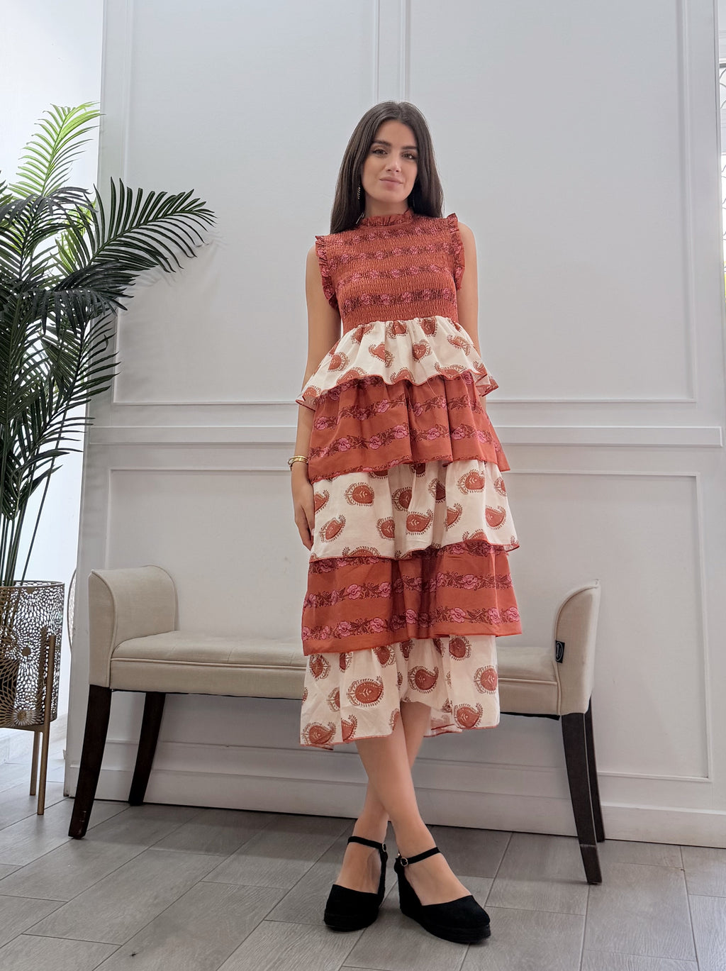 Vestido Antonella Estampado Teja