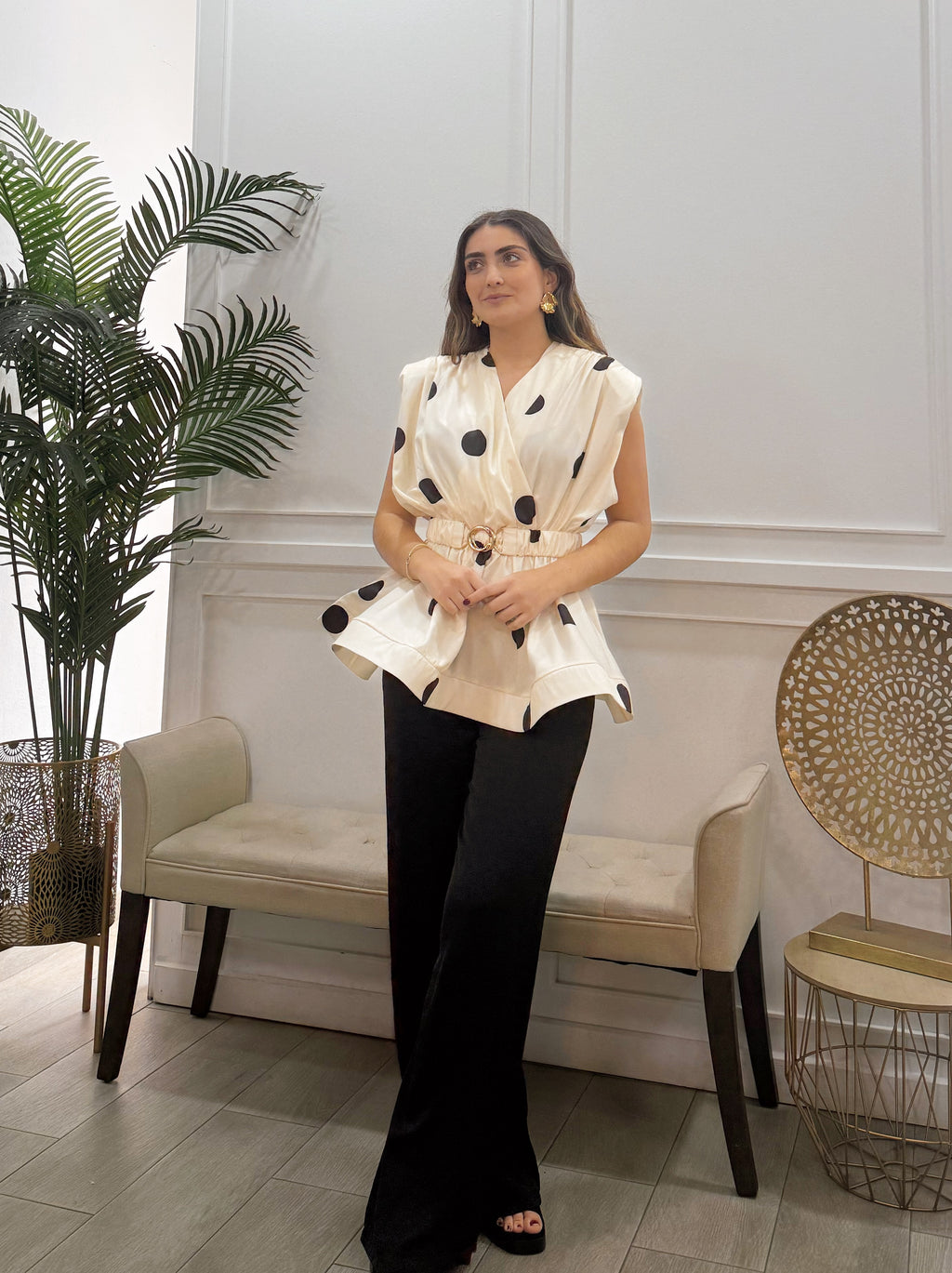 Blusa Lunares Beig
