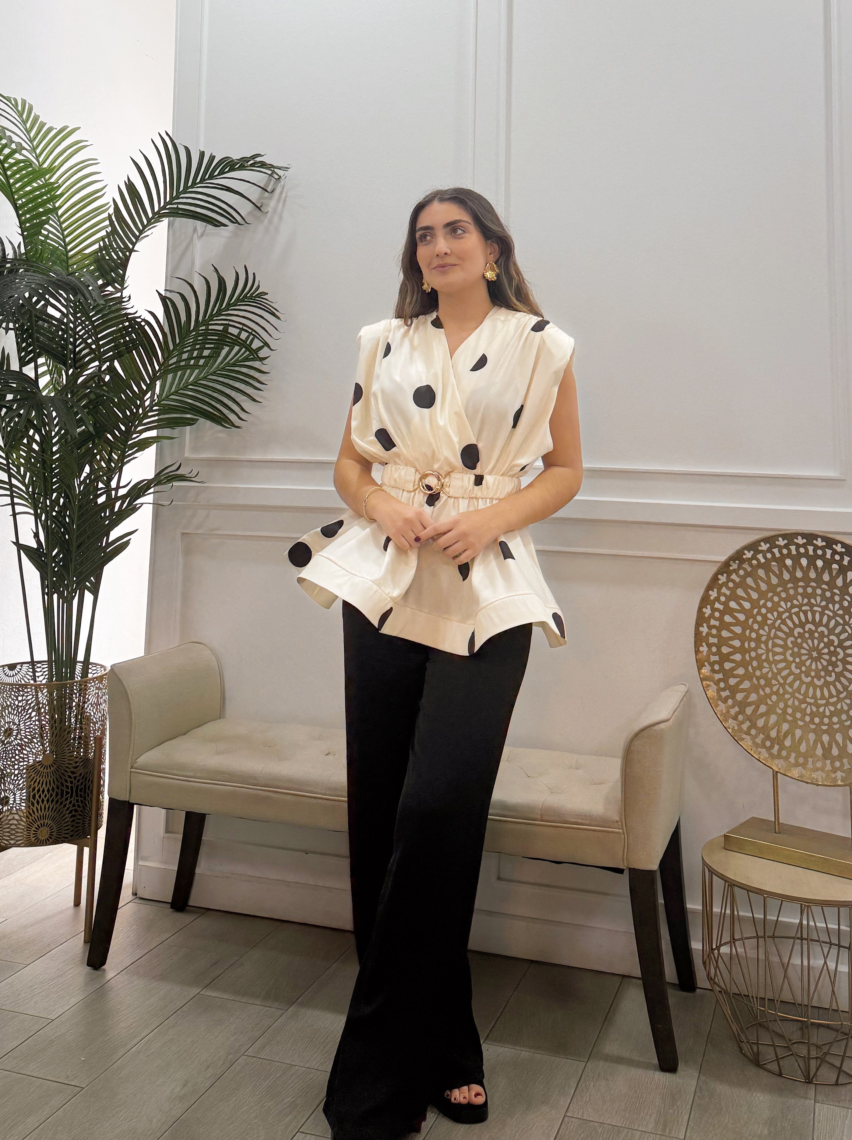 Blusa Lunares Beig