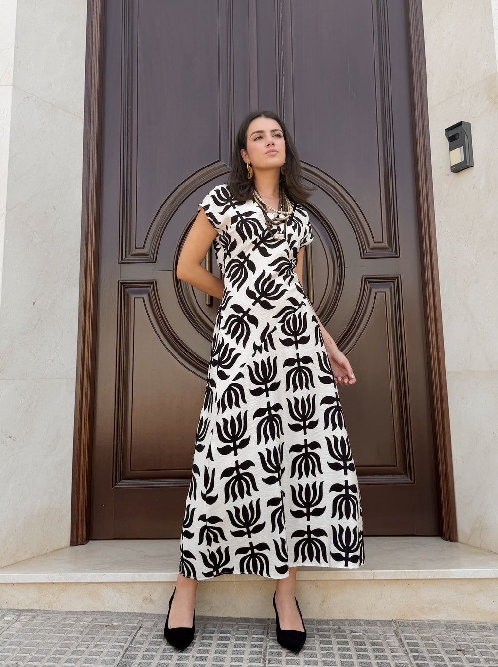 Vestido Olga Estampado Negro