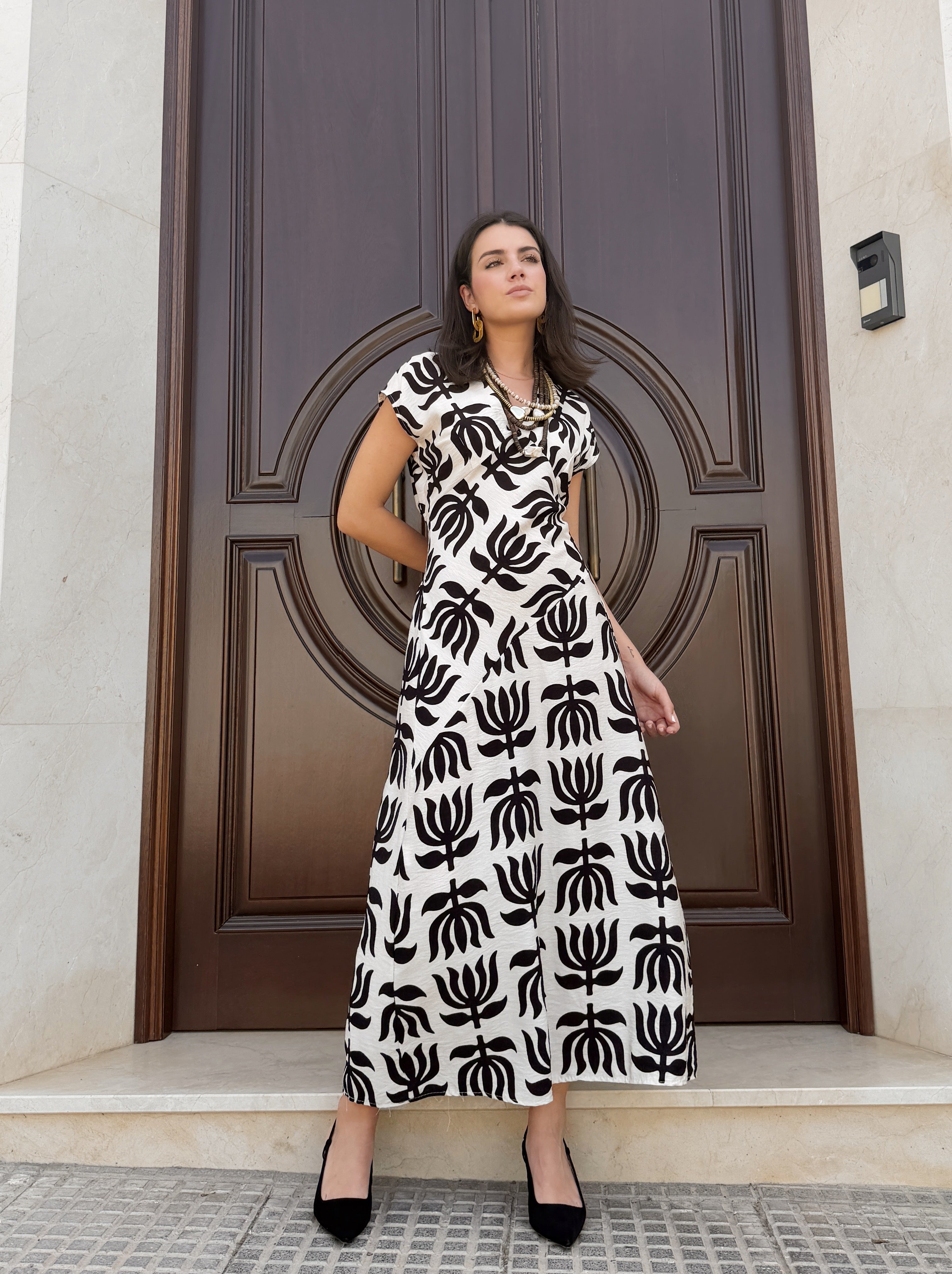 Vestido Olga Estampado Negro