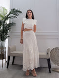 Conjunto Encaje Falda Blanco