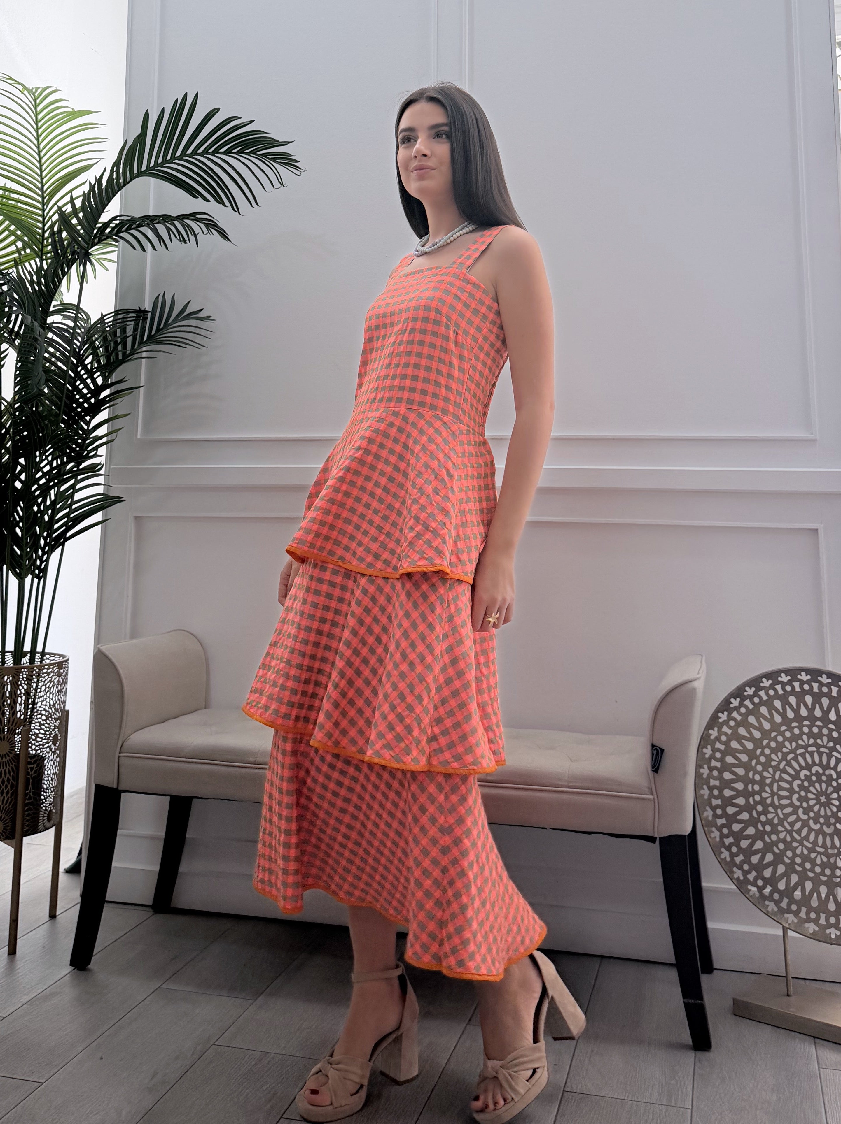 Vestido Vichy Fluor Volantes